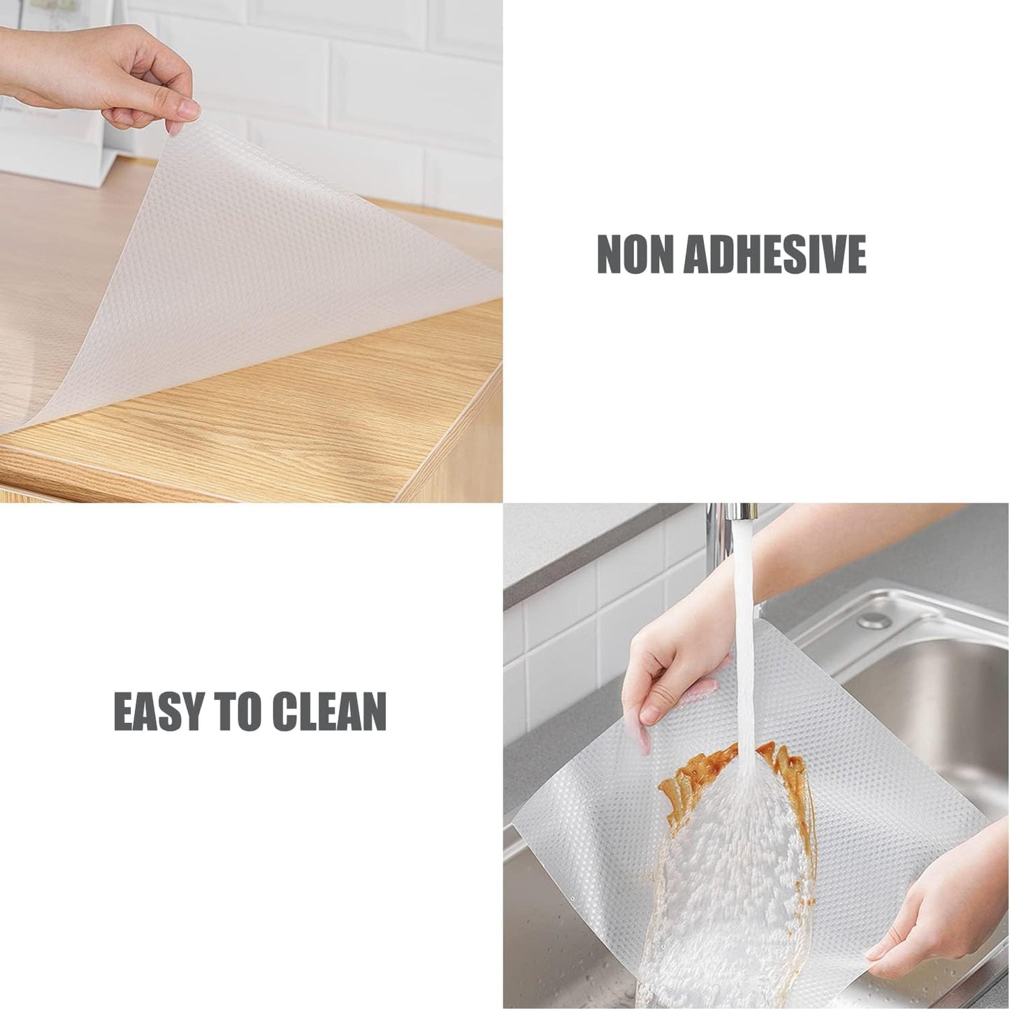 ninecessary Shelf Liner, Non Adhesive Drawer Liners 20 Inch x 20 Feet (20 x 240 Inch), Non Slip Cabinet Liners, Washable Cupboard Liner Mats for Kitchen Cabinet, Dresser, Shelves - Clear