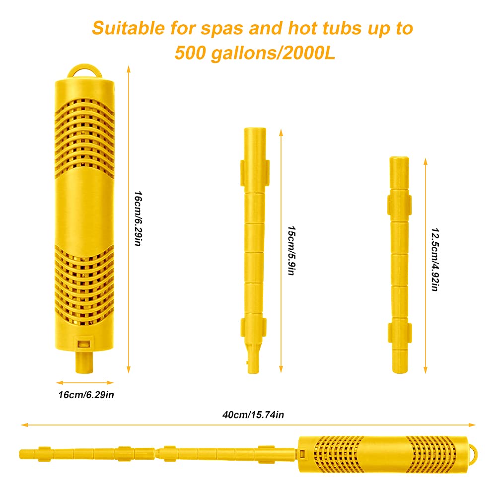 ACETOP Spa Mineral Stick 4 Pack Hot Tub Filter with 4 Months Lifetime Cartridge Universal for Spas Filters Swimming Pool Fish Pond (4Pcs (Yellow))