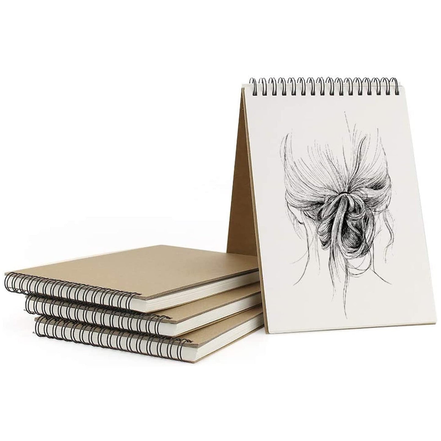 JOIKIT 30 Pack A6 Spiral Sketch Book, 4x6 Inch Spiral Bound Drawing Pad, Small Blank Steno Pads Kraft Cover Spiral Notebook for Sketching, Doodling, Painting, 60 Sheets/120 Pages, Brown