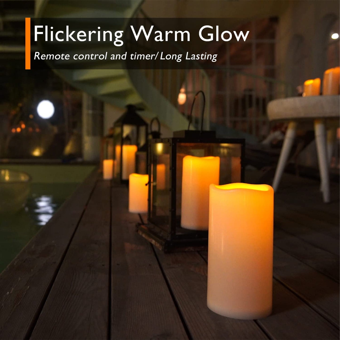 Homemory 10" x 4" Large Waterproof Outdoor Flameless Candles Flickering with Remote Control and Timer, Battery Operated LED Pillar Candles for Larterns, Home Graden Decoration, Set of 2