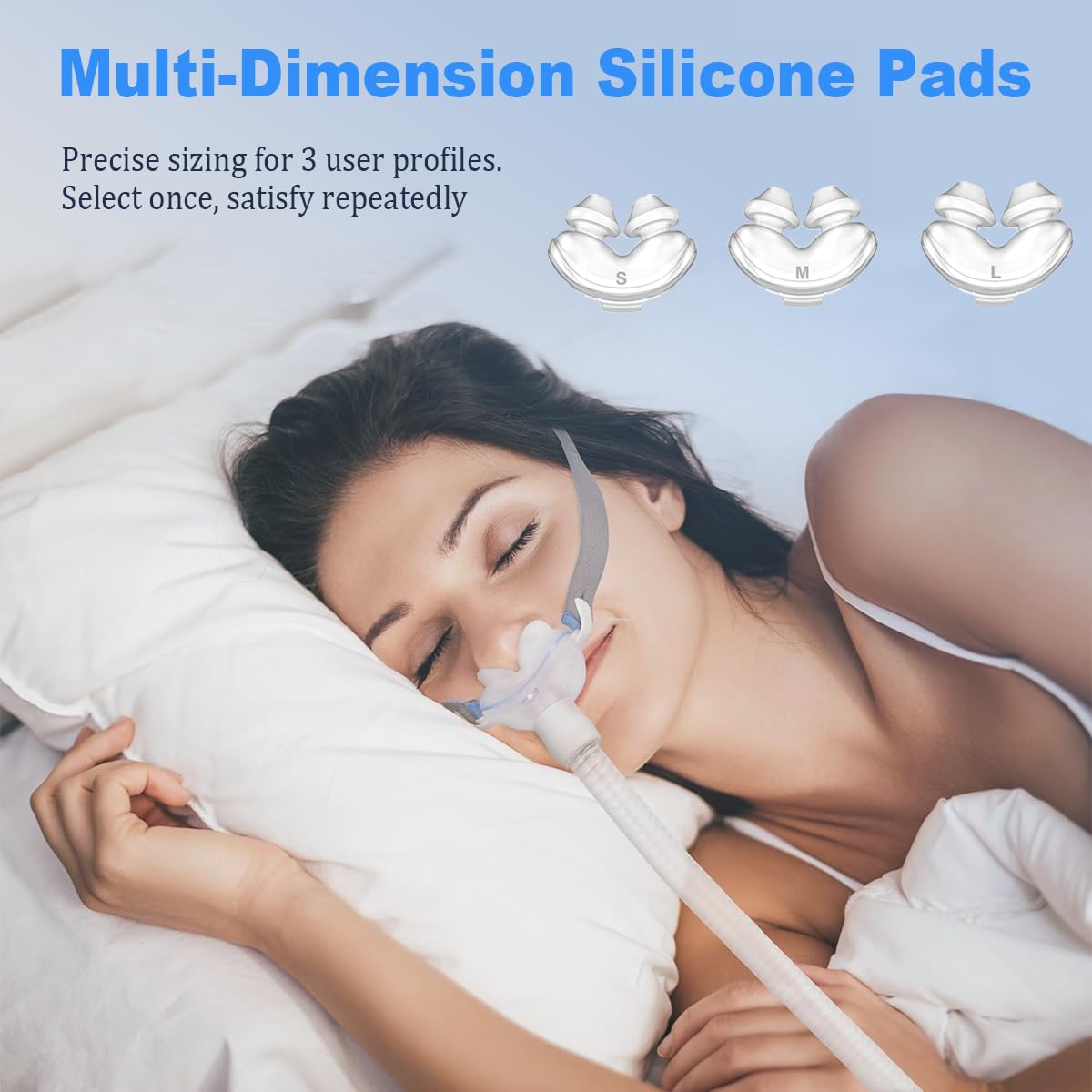 CPAP Mask - Ultra Soft Nasal Pillow Mask, Restful Nights and Improved Sleep Includes 3 Nasal Pillows Fits All Sizes - White
