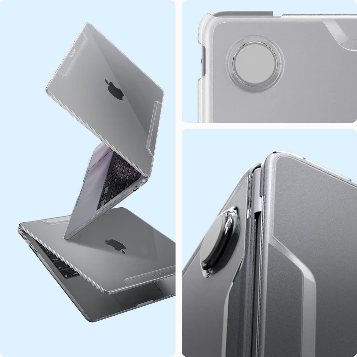 Spigen Thin Fit Designed for MacBook Air 13 inch Transparent Protective Hard Shell Case Cover 2024 M3 A3113, 2022 M2 A2681 - Crystal Clear
