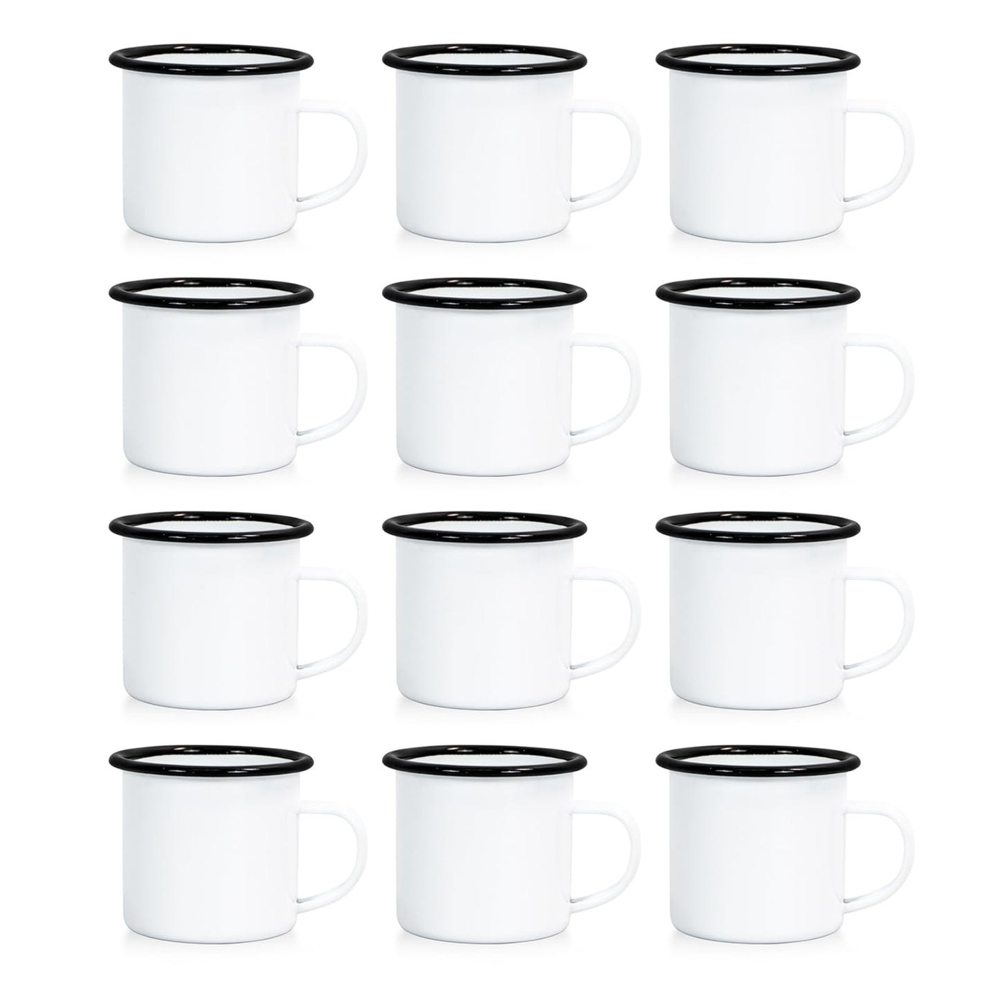 MAIKESUB 12 pcs Sublimation Blanks Enamel Mug 12 OZ with Black Rim Camping Travel Coffee Metal Mug Can be used as a gift for Christmas Thanksgiving Mother's Day Father's Day