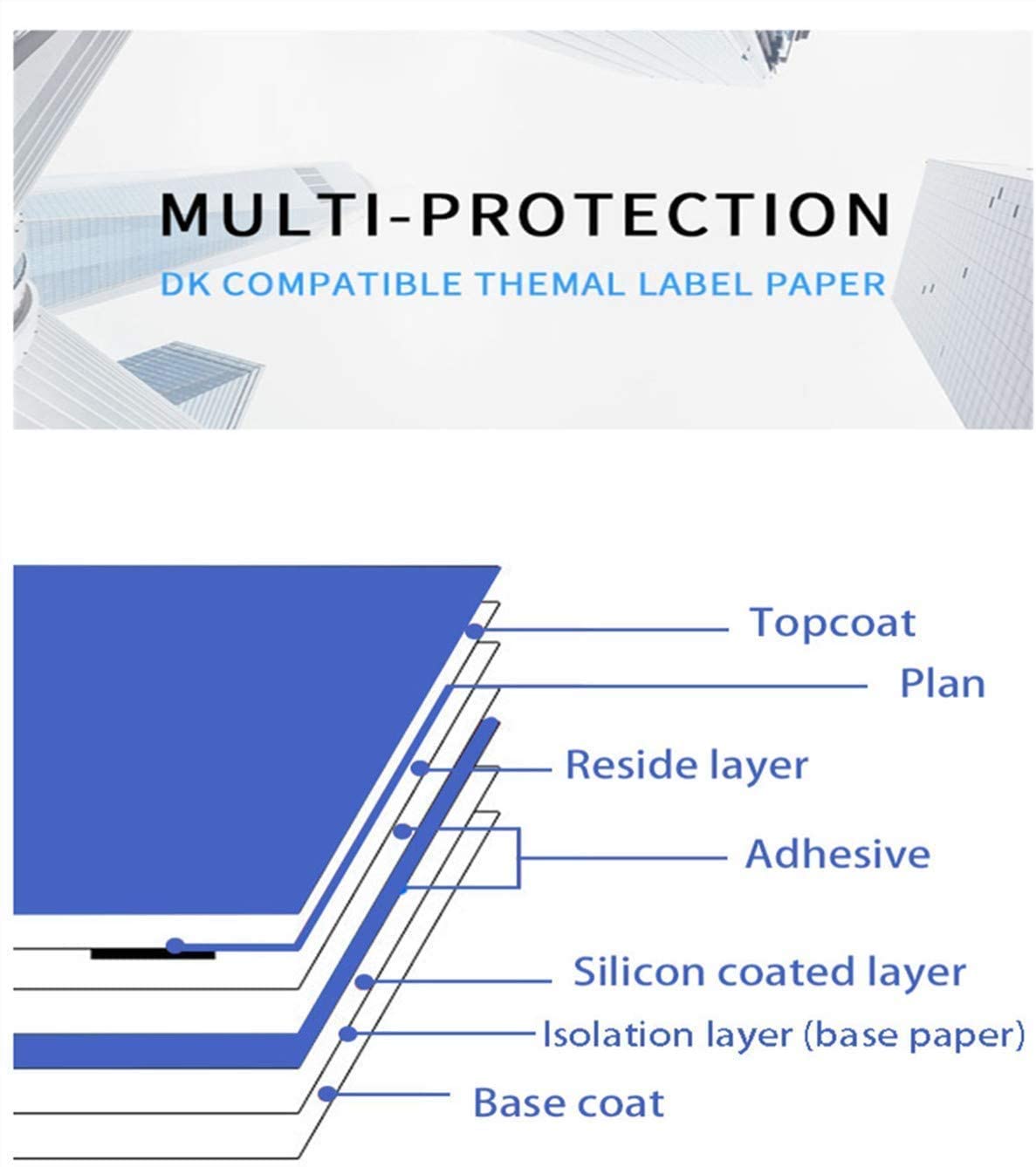 Aomya 4 Rolls DK-4205 Compatible Label Paper Roll 2-3/7"x100'(62mm x 30.48m) Continuous Removable White Labels Tape with 4 Reusable Cartridges Frame use for QL Printers