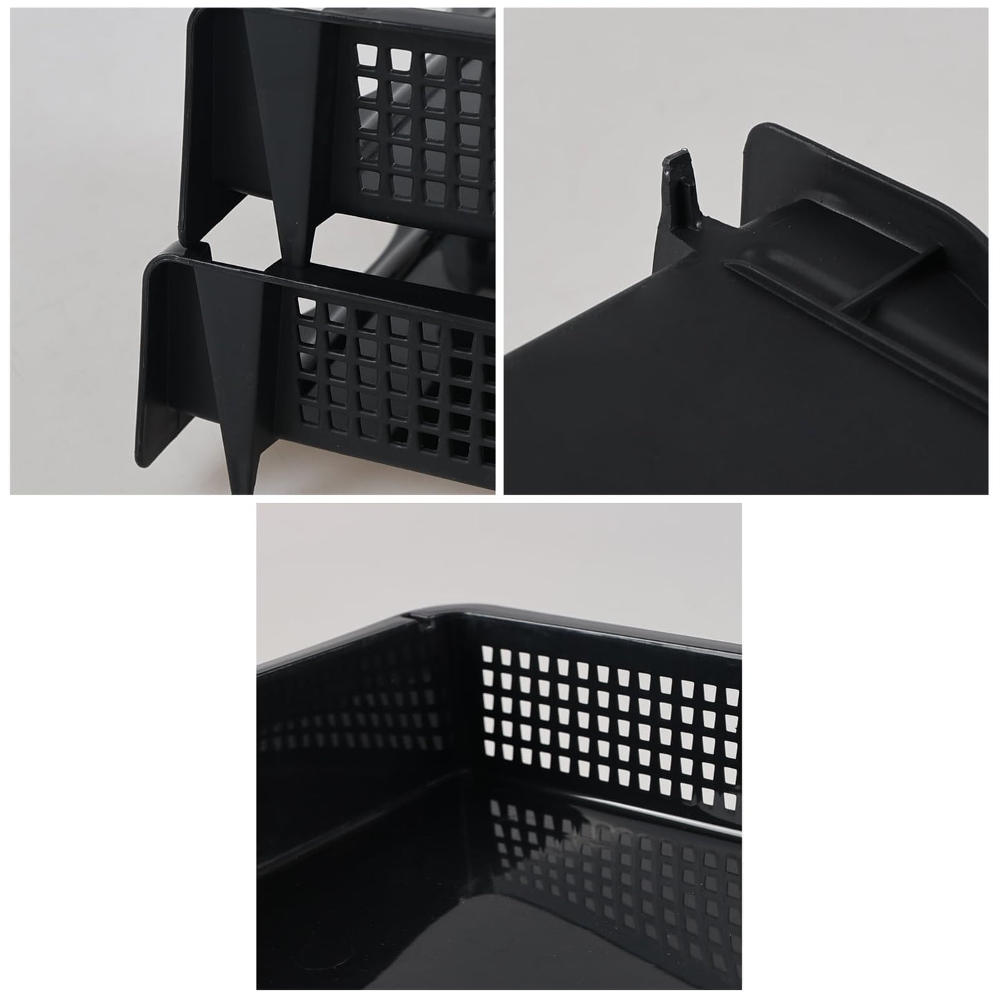 Melontray 6 Tier Stackable Paper Tray Organizer, Plastic Desktop Document Letter Trays, Black