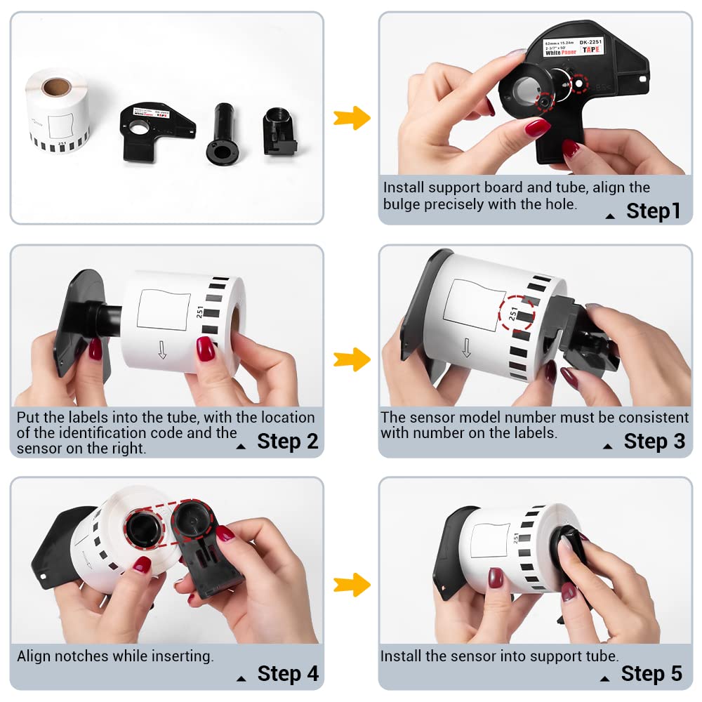 DK-2251 Compatible Brother DK2251 Labels Black/Red Label on White Paper