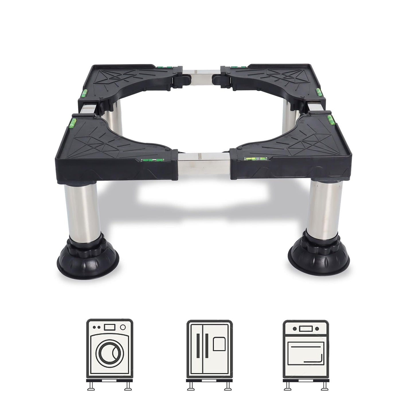 Wadoy Mini Fridge Stand, Height 7"-8.4" Adjustable Washer and Dryer Stand with 4 Strong Feet Heavy Duty Washing Machine Stand for Home Appliance