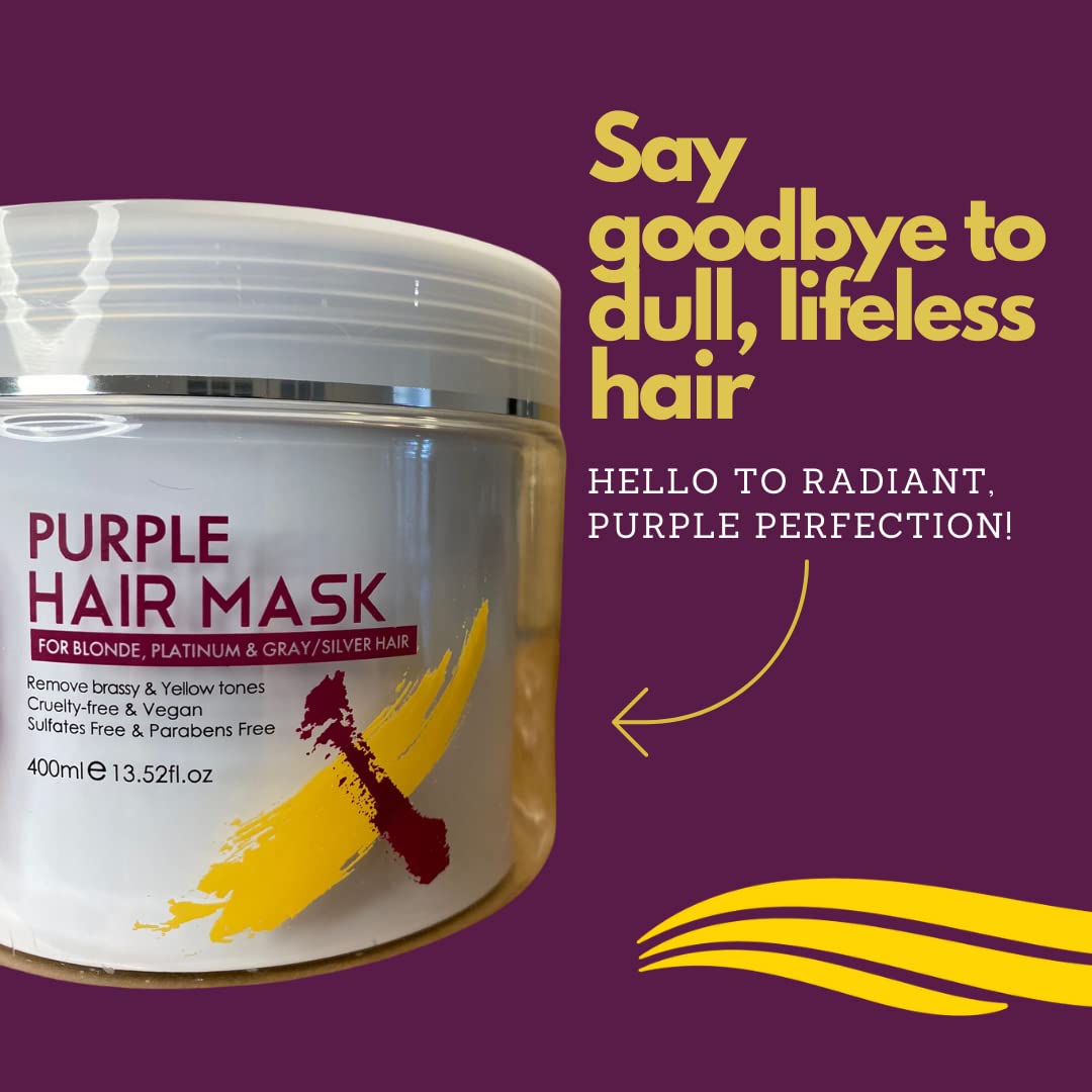 Celine Claire Purple mask for blonde hair highlighted hair Silver and Grey hair | toning no yellow hair mask | suitable for dry damaged hair | aiming to remove brassiness while providing treatment to your hair.