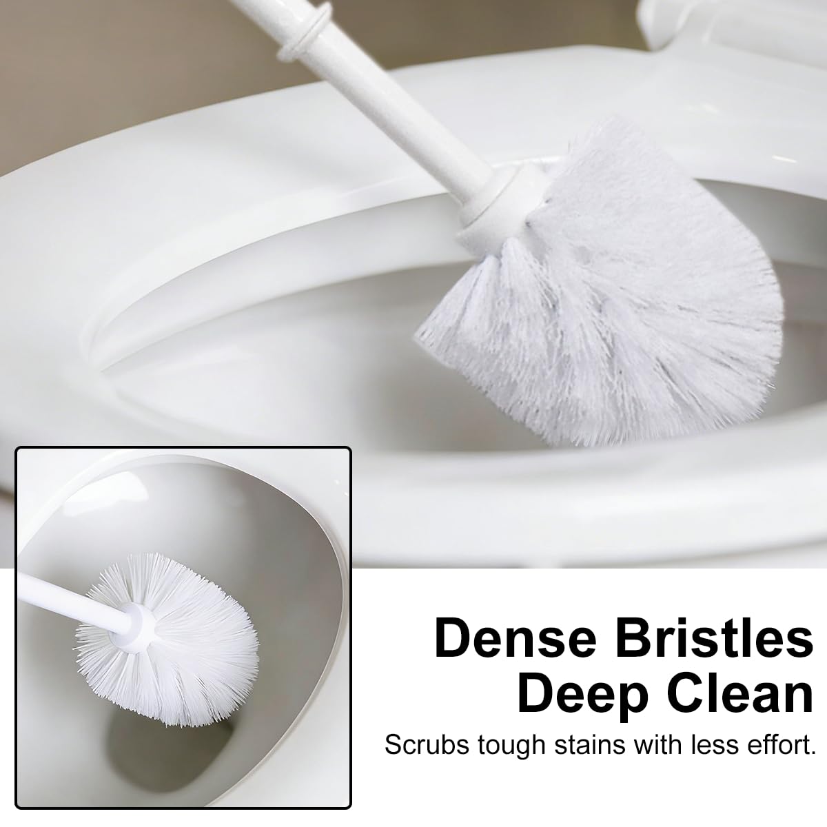 Home Luxe Bulldog Toilet Brush and Holder Set, Resin Decorative Dog Design, Weighted Non-Tip Base, Long Handle, Stiff PP Bristles (Suit & Shade - Black)