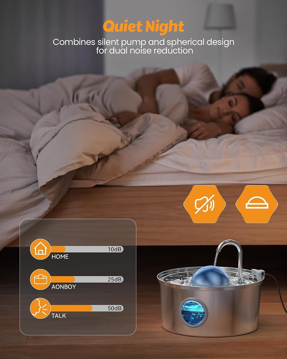 Cat Water Fountain Stainless Steel: cat fountain for Drinking - 3.2L Quiet Pet Watering Bowls for Cats Indoor - Kitten Waterer Supplies - for Small and Medium Animals