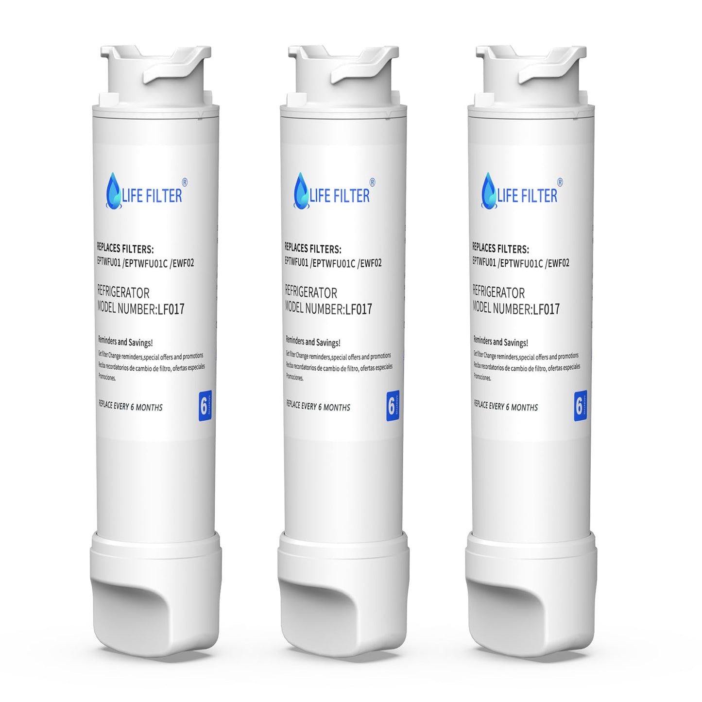 Lifefilter Refrigerator Water Filter Compatible with Frigidaire EPTWFU01 Pure Source Ultra II, EWF02, FPBG2277RF, FPBC2277RF, FGHB2868TP, FGSC2335TF, FGSC2335TD, FFHD2250TD, LGHD2369TF, 3 Pack