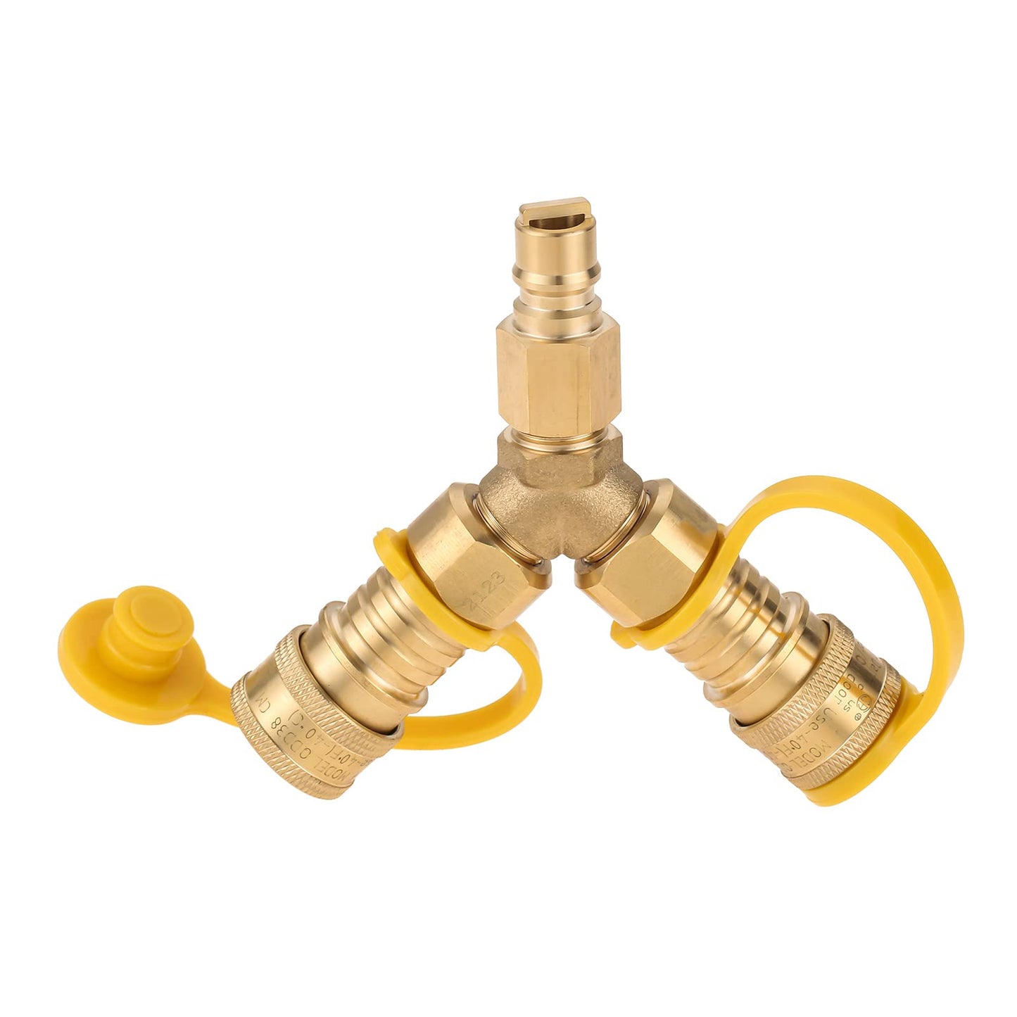 Lemfema 3/8" Gas Y Splitter Quick Disconnect, 2 Way 3/8" Propane Natural Gas Quick Connect, Fit for Natural Gas BBQ, Generator, Camping, Patio Heaters, RV