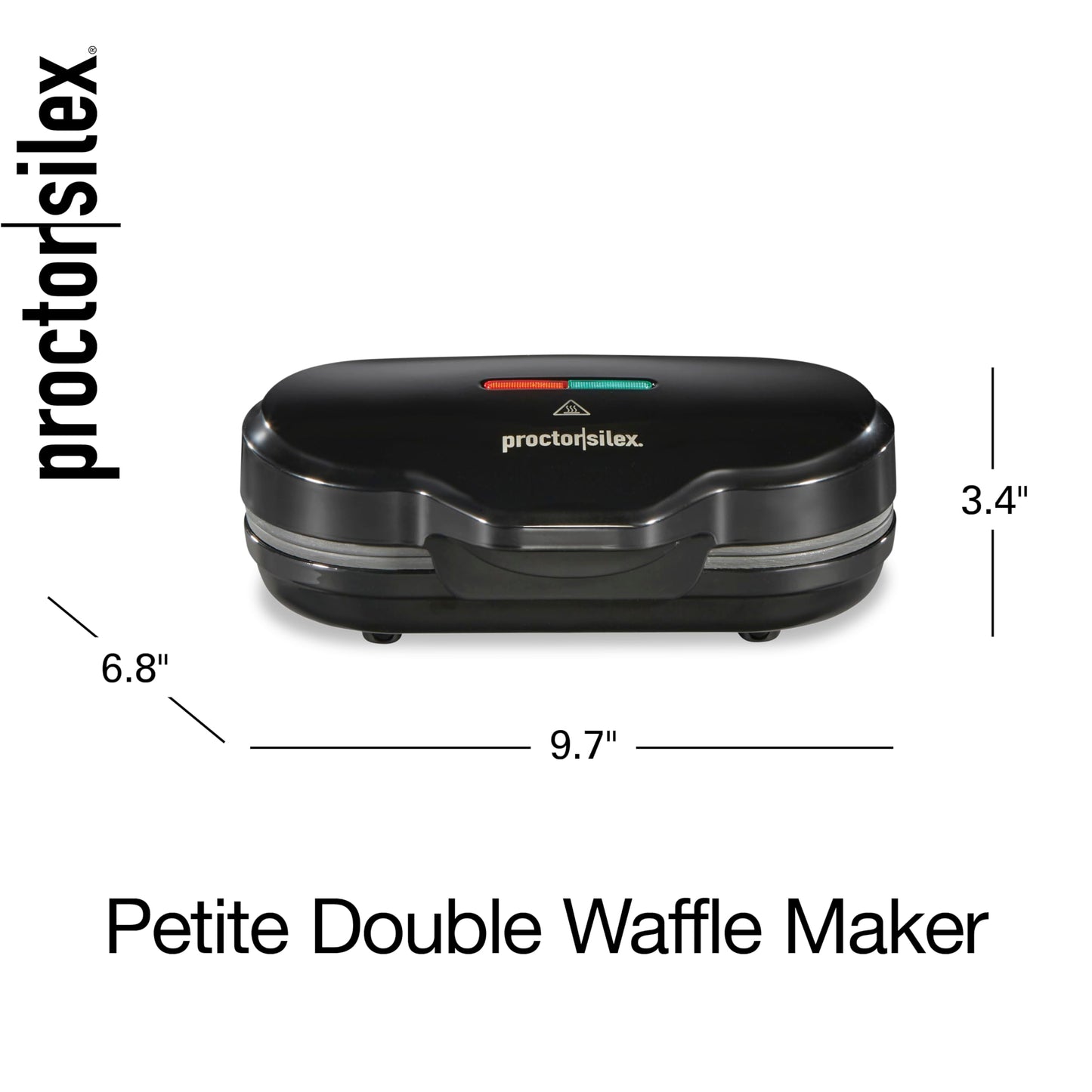Proctor Silex Double Mini Waffle Maker Machine with 4” Round Non-stick Grids, 2 Individual Breakfast Keto Chaffles and Hashbrowns, Compact, 700 watts ,Black (26102MN)