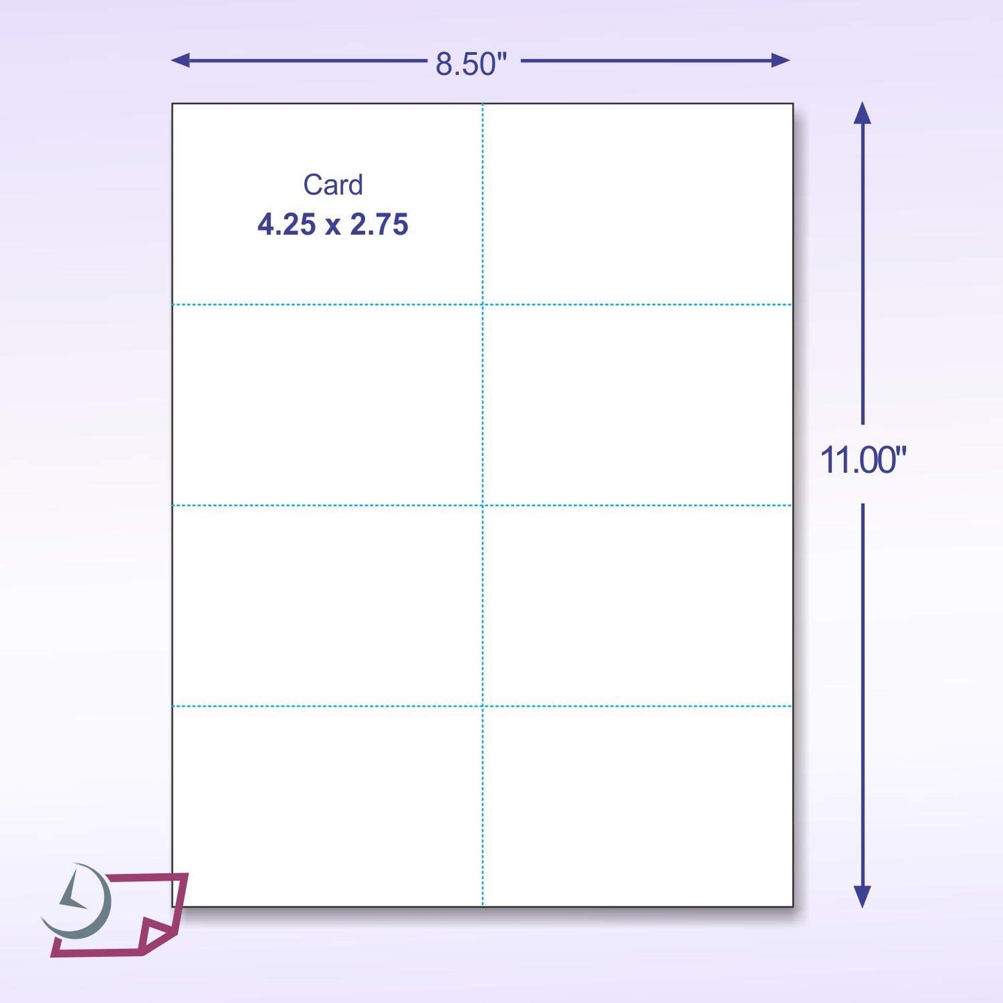 NextDayLabels - Blank Perforated Printable Cardstock, 8 Cards per Sheet, 100# tag - for laser and inkjet printer, 4-1/4" x 2-3/4" Each Card - 800 Cards - Made in the USA