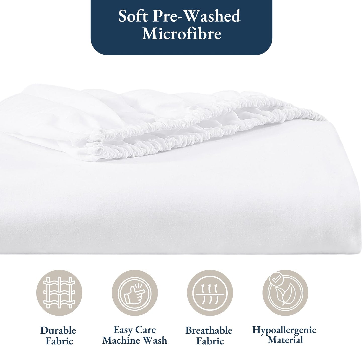 Queen Fitted Sheet (Pack of 2), Pre-Washed, Deep Pocket 14 inch (35 cm) - Easy Care - Soft Brushed Microfibre Fabric - Shrinkage and Fade Resistant - Bottom Sheet
