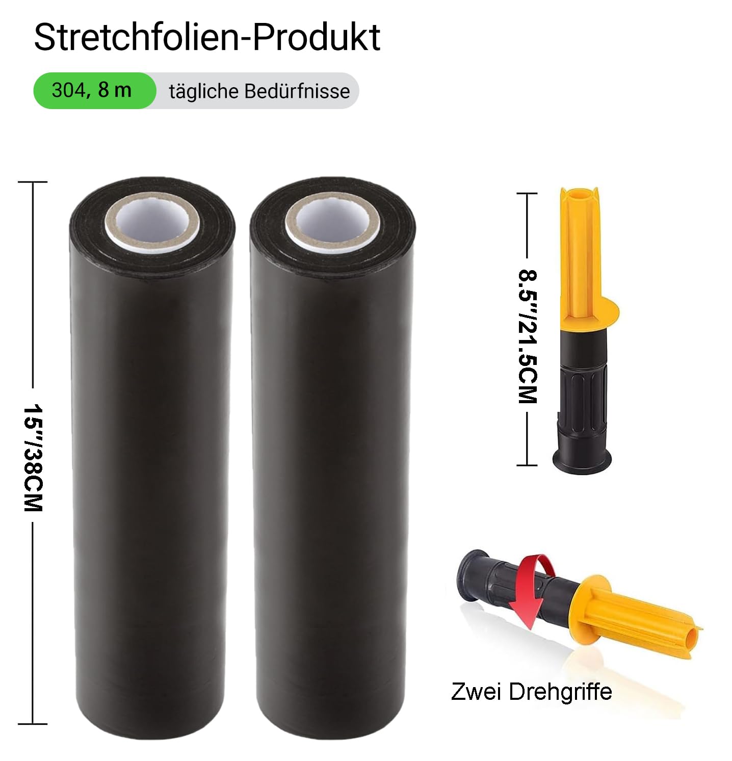 2 Rolls Black Stretch Wrap 15"x1000 Feet Stretch Film Shrink Wrap Packing Moving Suppliers for Shipping Moving Suppliers Packing Pallet Wrapping Surface Protection 60 Gauge