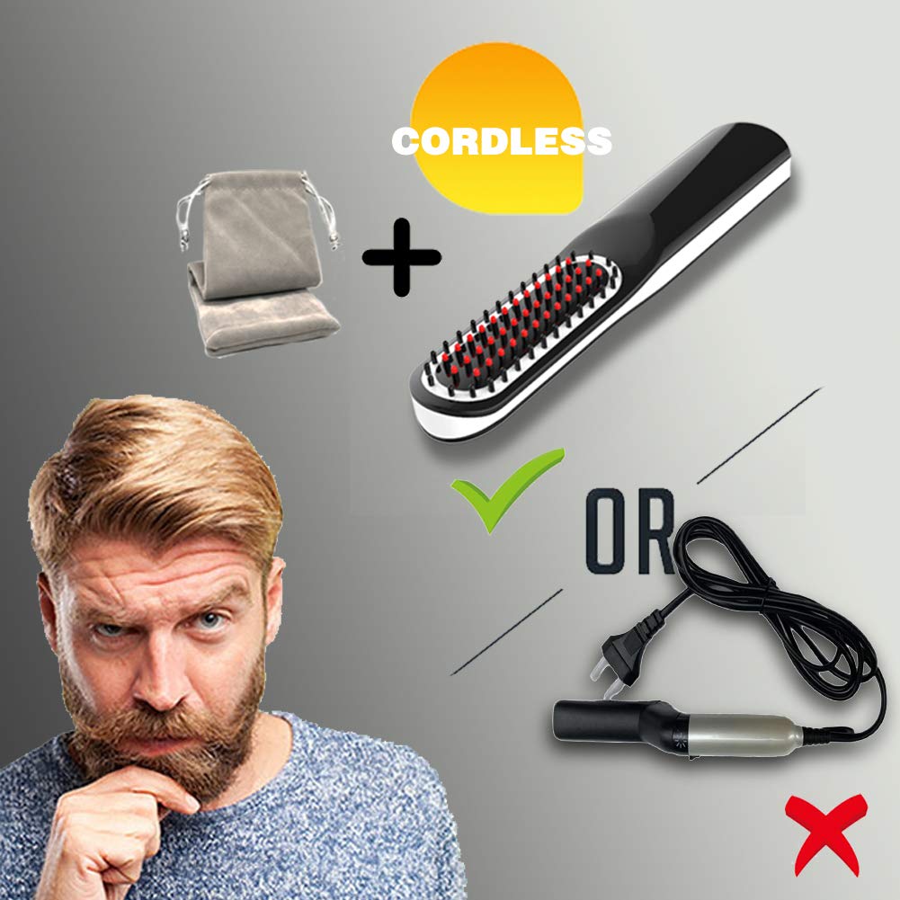 Beard Straightener Beard Straightening Comb with Cordless/Mini Sized/Auto Shut Off for Traveling Home Dating