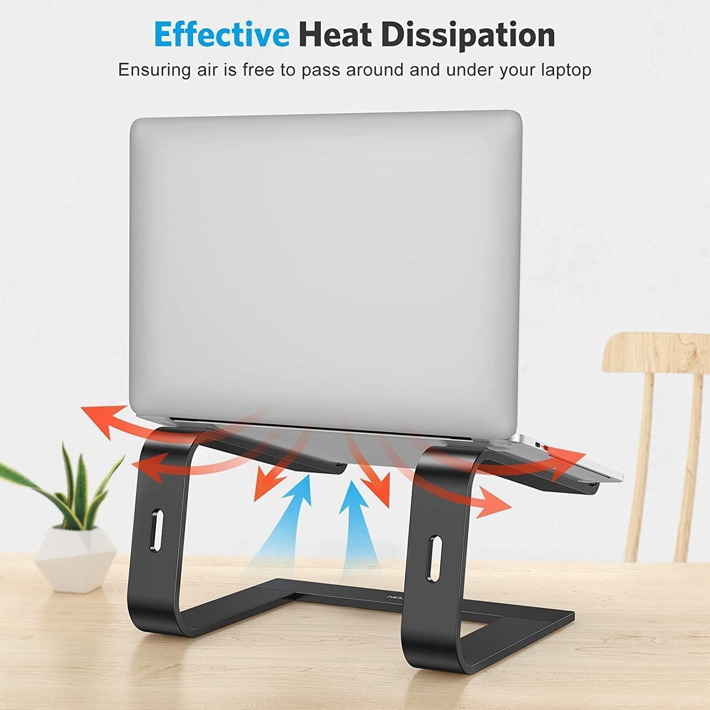 Laptop Stand, OMOTON Laptop Mount, Aluminum Laptop Holder Riser Stand for Desk, Compatible with MacBook Air/Pro, Dell, HP, Lenovo and All Laptops (10-15.6 inch),Black