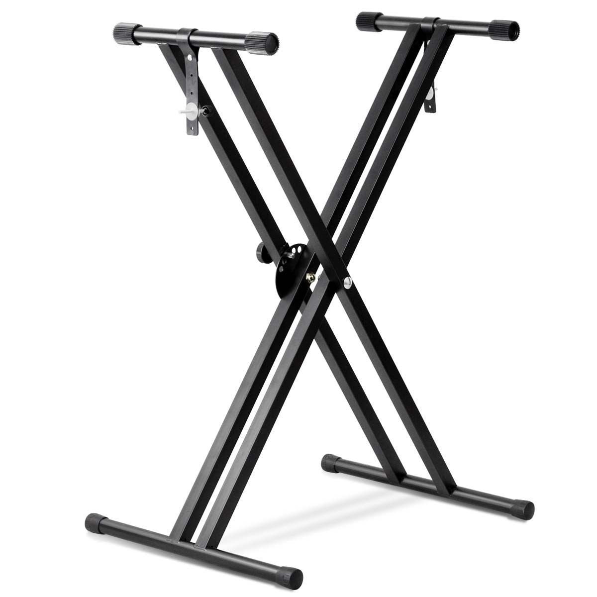 Kunova Heavy Duty, Double X, Pre-Assembled, Ready to Use, Height Adjustable Piano Keyboard Stand with Locking Straps, Black NO ASSEMBLE NEEDED
