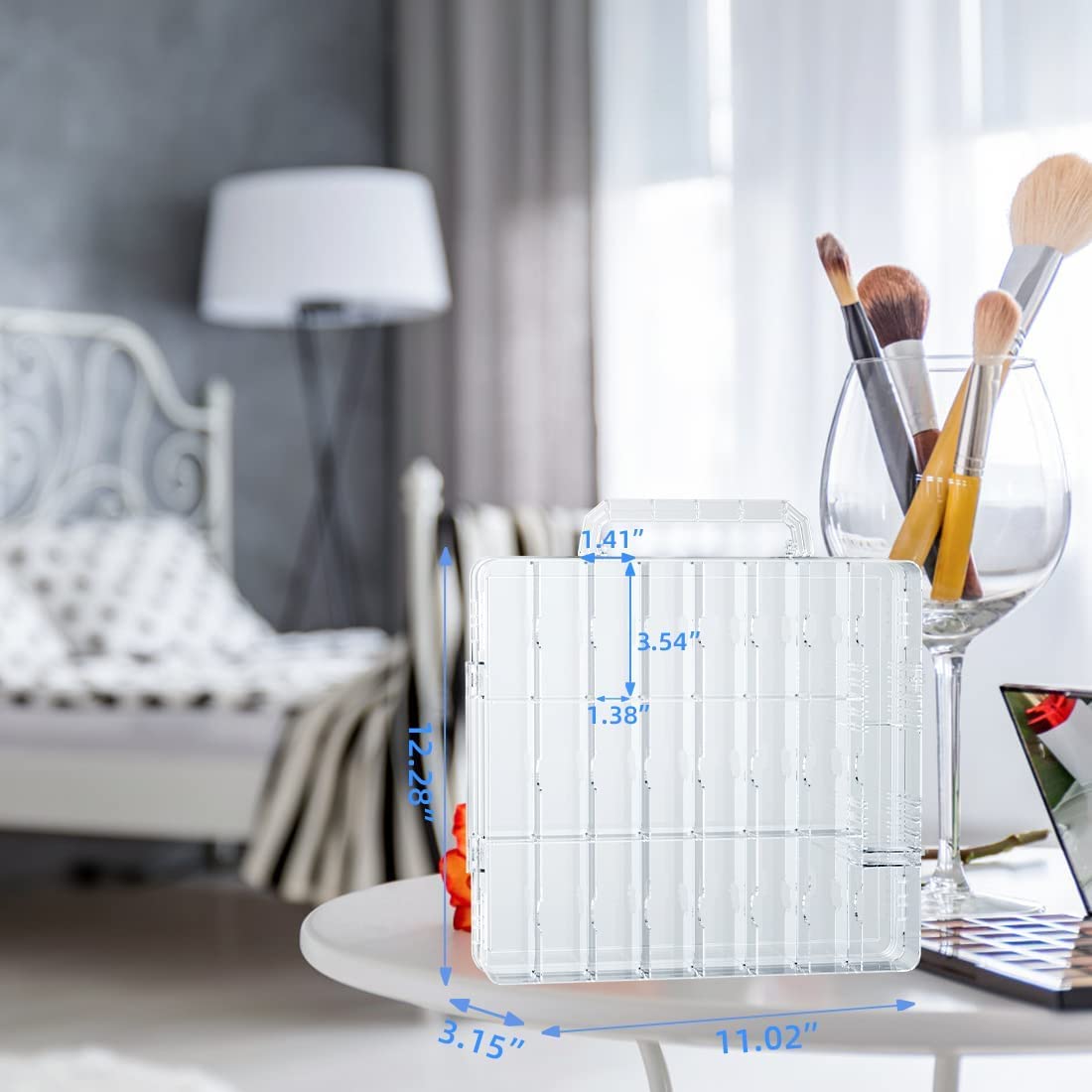 Beloving 2Pcs Nail Polish Organizer, 48 Bottles Clear Nail Polish Holder with Adjustable Divider, Portable Gel Nail Polish Storage Double Side Nail Polish Organizer Case for Nail Tech