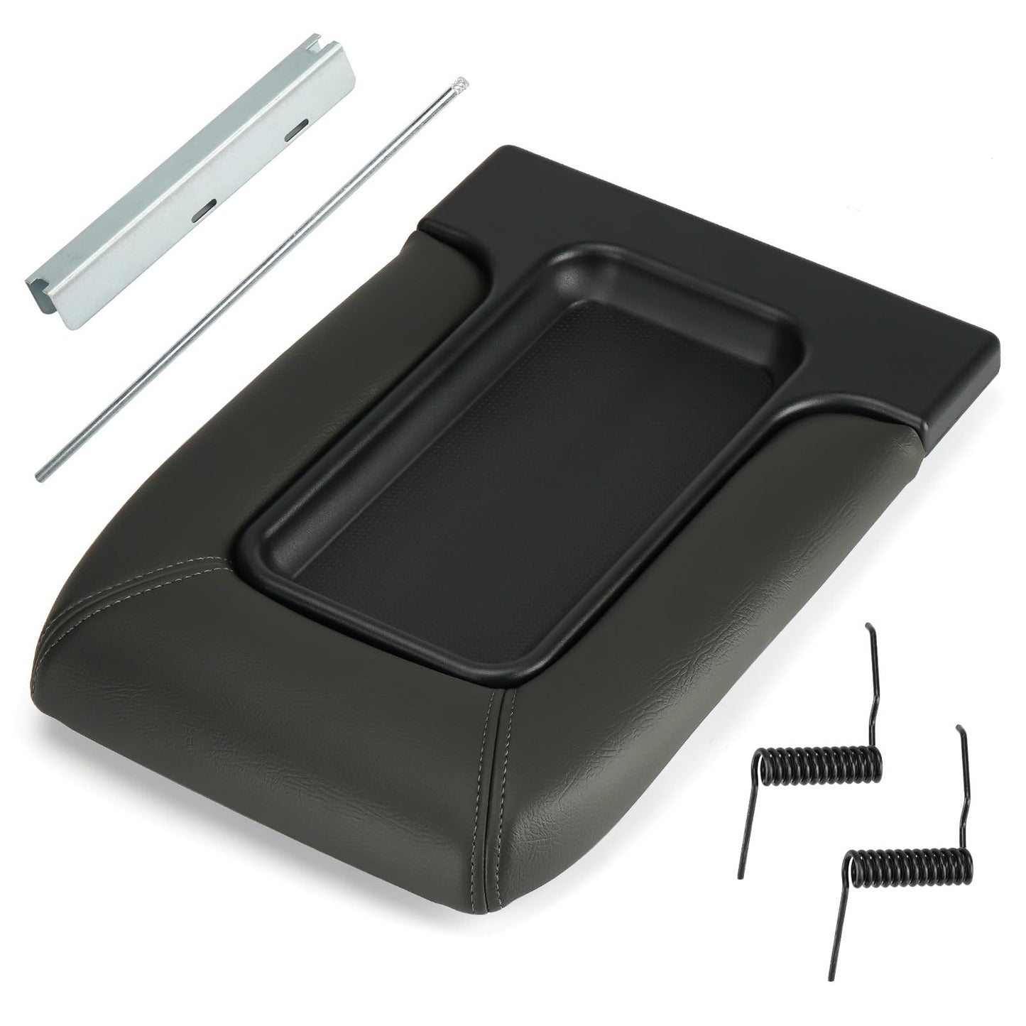 Dark Grey Center Console Cover Armrest Lids w/Base for 2001-2006 Silverado, 2002-2006 Escalade/Chevy Avalanche, GMC Sierra Yukon XL, 1500 2500, Replace 19127364, 19127366