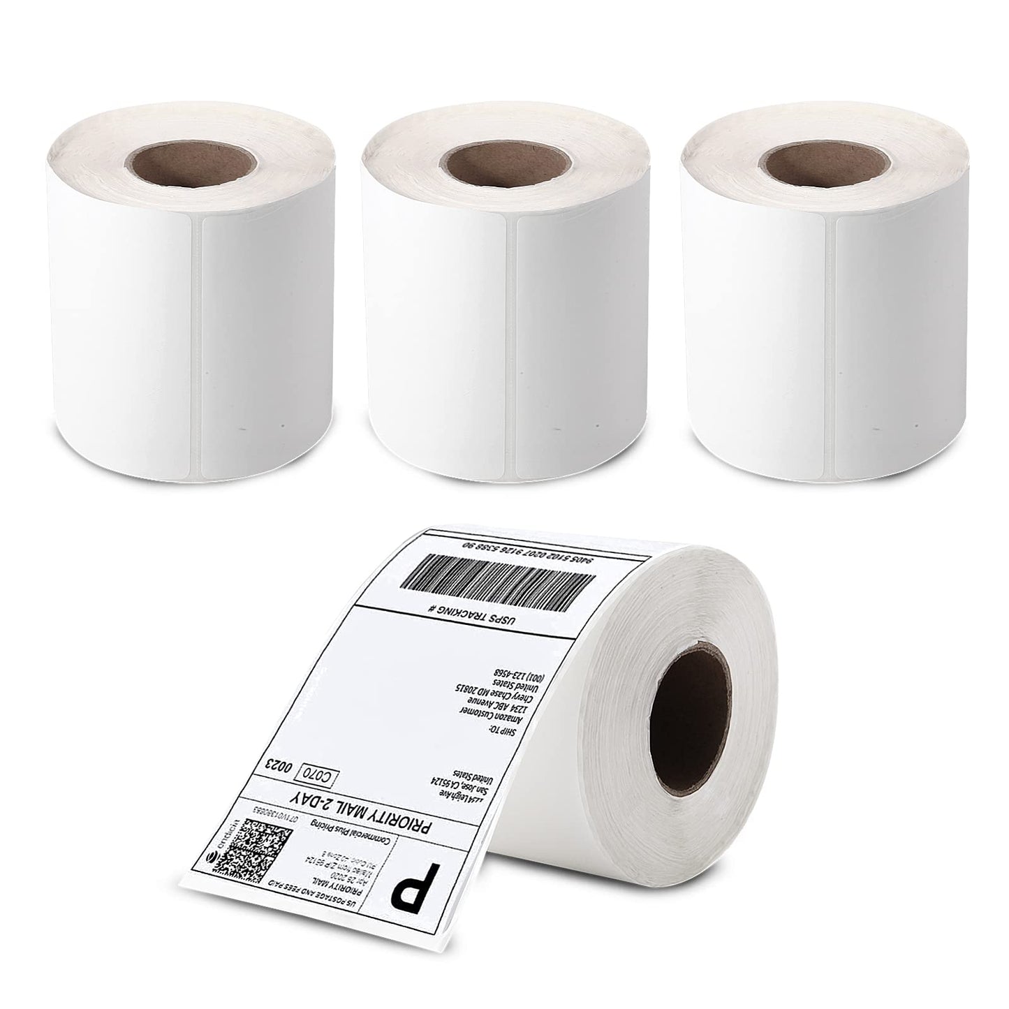 TIMIFUL 4 x 6 inches Thermal Label 4 Rolls [Total 1400 Labels] Thermal Shipping Label Permanet Adhesive with Zebra, 350 Labels/Roll, (not for dymo 4XL)