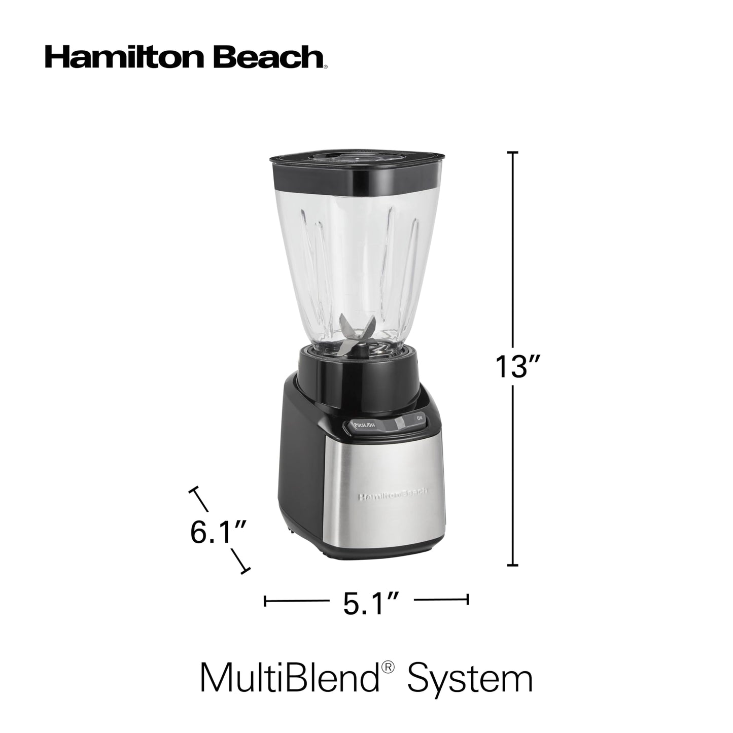 Hamilton Beach MultiBlend Smoothie Blender System, 650W, 4 Shatterproof BPA-Free Jars & Lids, 32 oz Jar, 8 oz Grinder, 2 Travel Cups, Black and Stainless, 52400