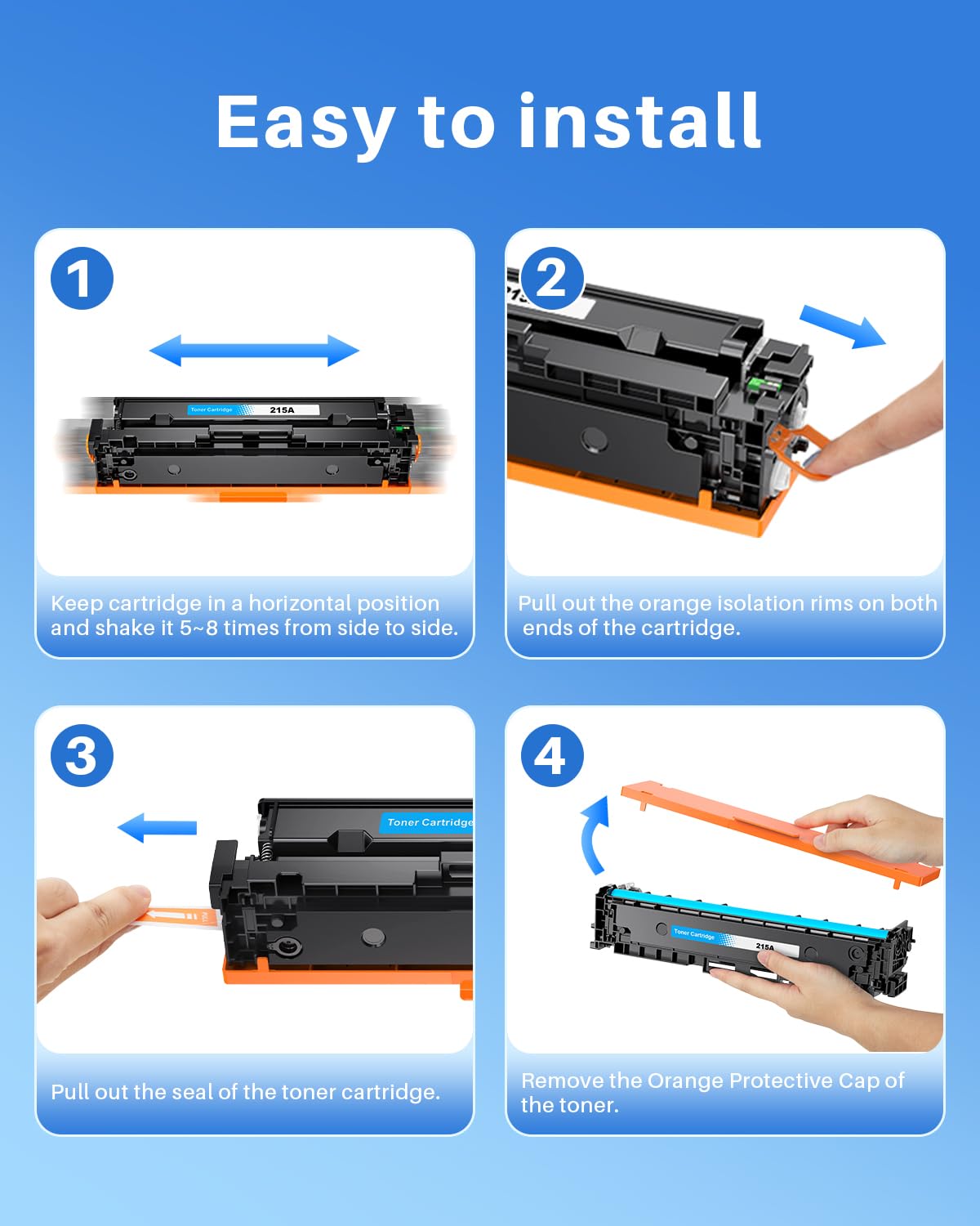(with Chip) 215A Toner Cartridges Compatible Replacement for HP 215A 215 A 215X Use with HP Color Pro MFP M182 M183 M155 MFP M183fw M182n M182nw M155nw M155a Printer ( 4 Pack, B/C/M/Y )
