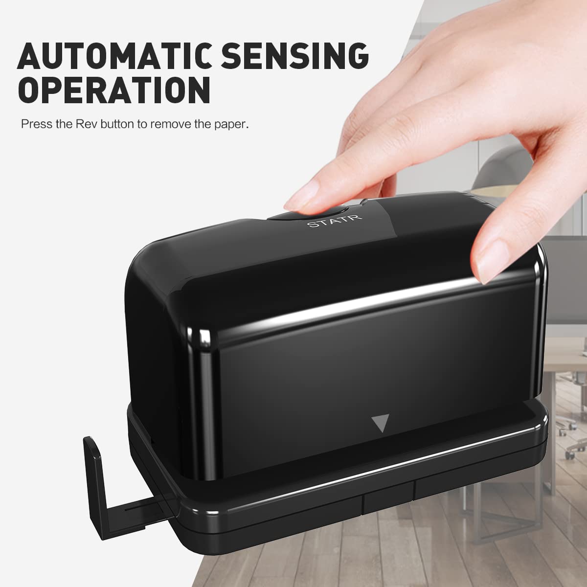 Electric 2 Hole Punch,VEYETTE Black Hole Punch,Punches Up to of 12-15 Sheets Paper, AC or Battery