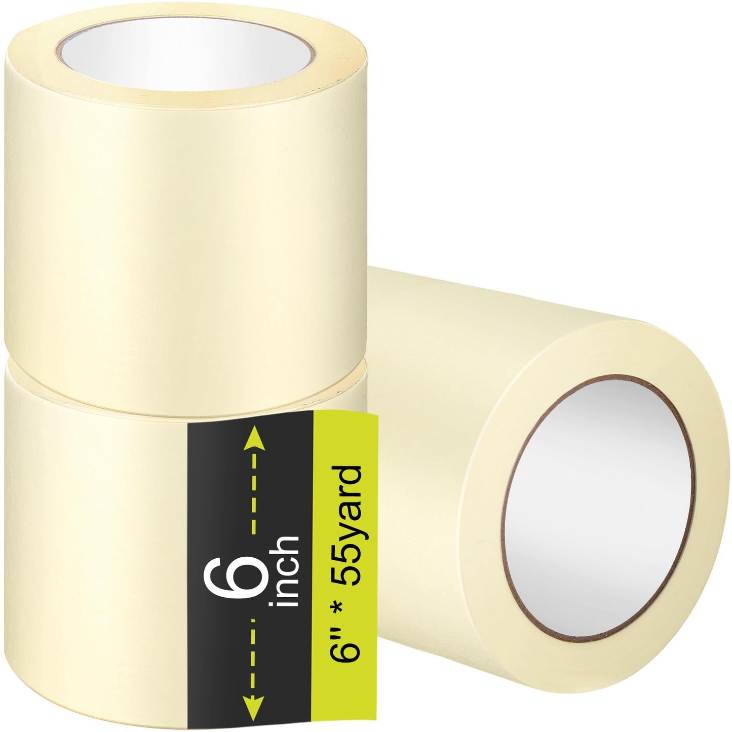 Masking Tape Bulk General Purpose Masking Painting Tape 55 Yards for Painting Home Office School Stationery Arts Crafts Basic Use, Easy Removal(3 Rolls,6 Inch)