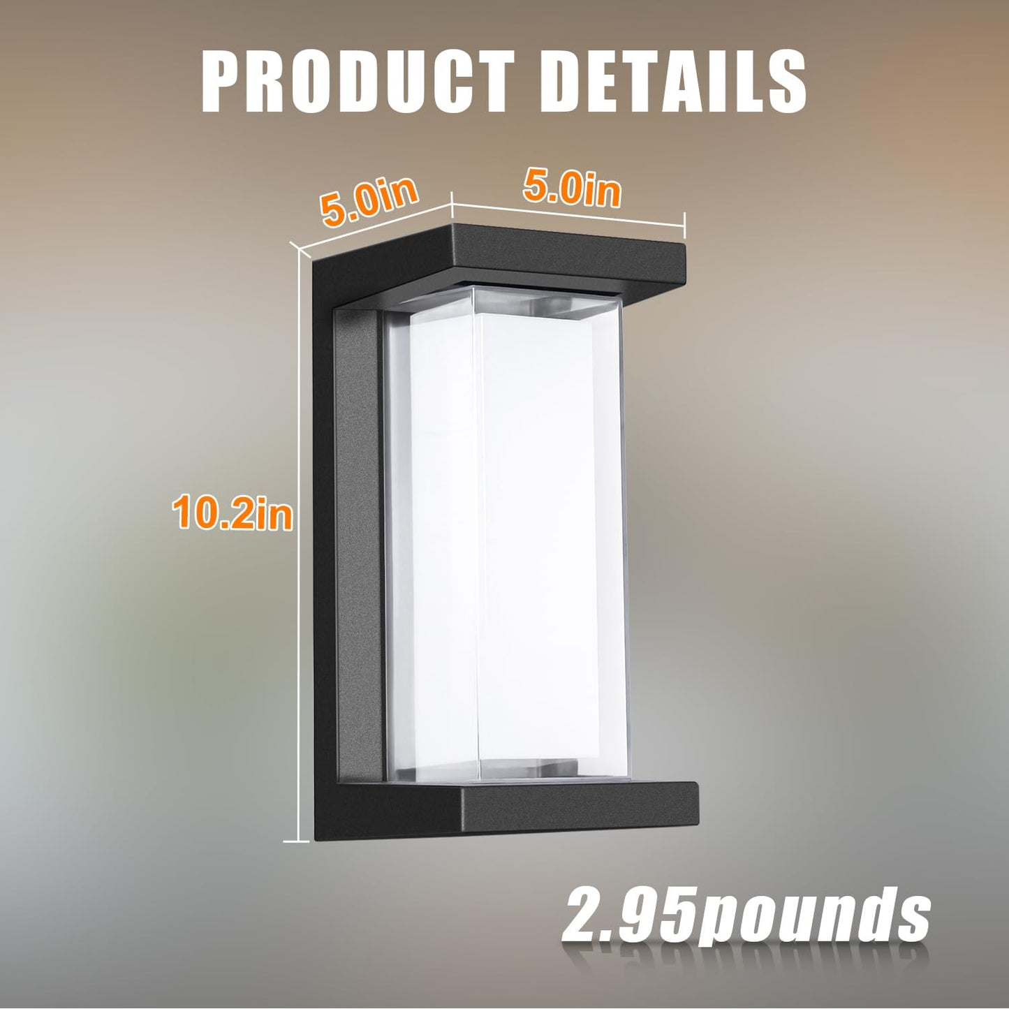 Juyace 18W Outdoor Porch Light 3000K 1800Lm Matte Black LED Outdoor Wall Light Aluminum Exterior Light Fixtures Wall Mount IP65 Waterproof (2 Pack)