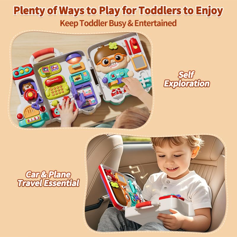 Busy Board for 1 Year Old Boys, Montessori Toys for Toddler 1-3, Early Musical Educational Toy for 12-18 Month, Ideas Birthday for 1 2 3 Year Old Boys Girls