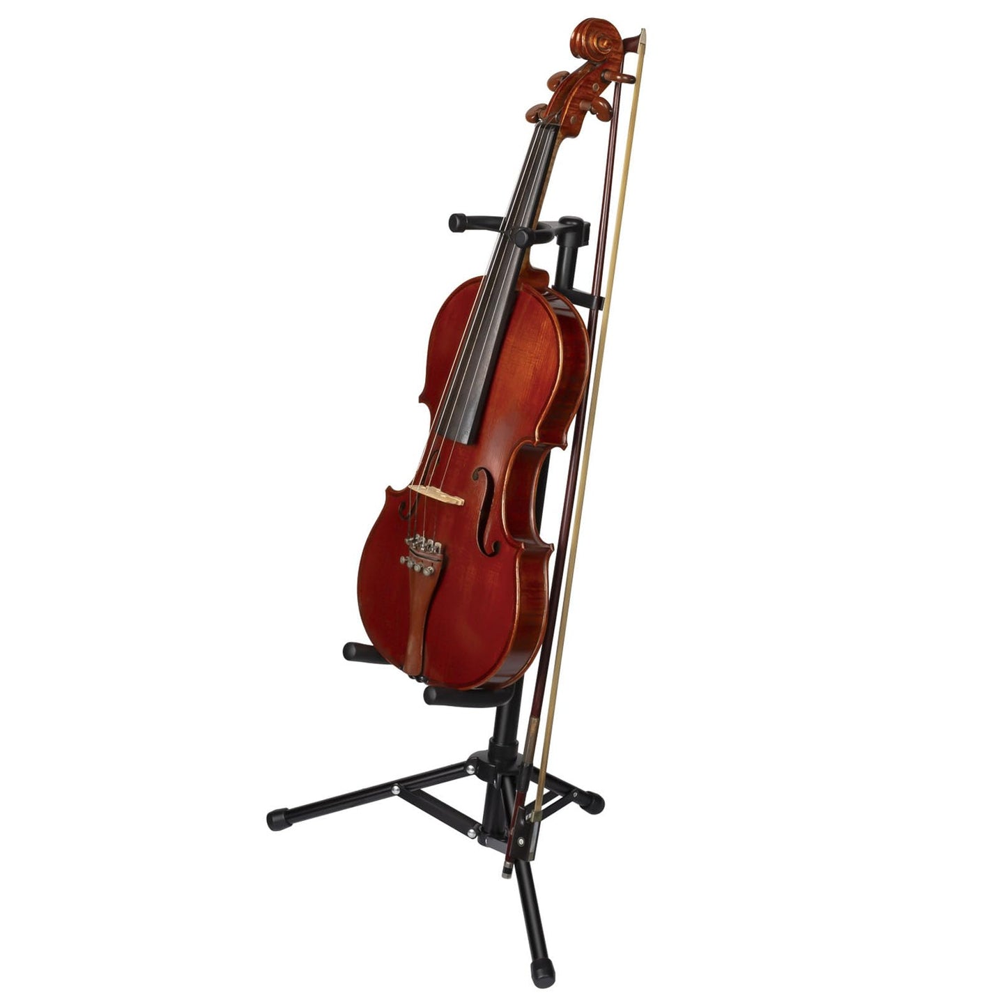 Violin Stand, Adjustable Height Violin Stand with Bow Holder, Aluminum Alloy Instrument Stand Ukulele Stand with Lock Buckle on the Top for Ukulele, Violin, Guitar