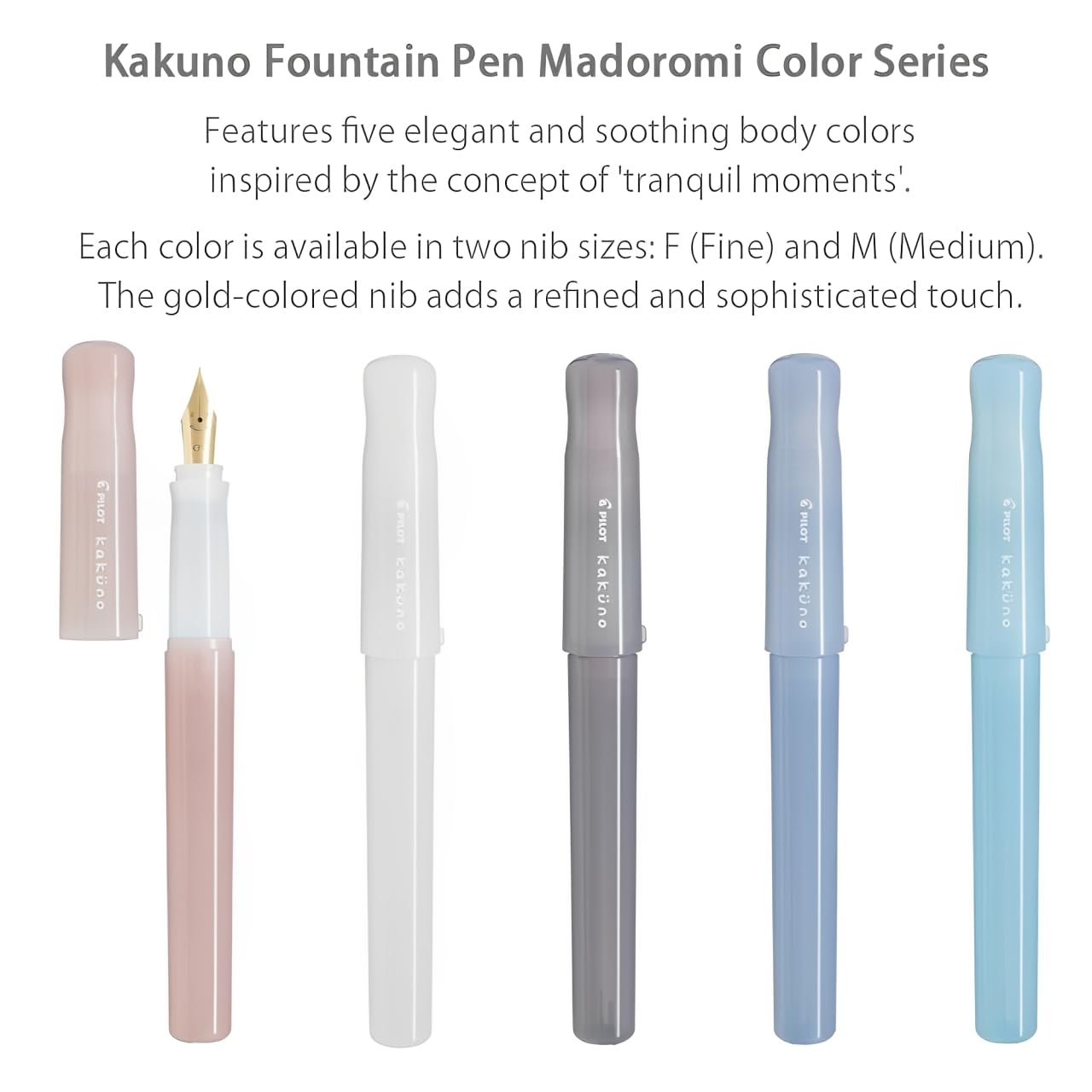 Pilot Kakuno Fountain Pen Madoromi Color Series, Gold (Smiley Face) Medium Nib, Perfect for Beginners and Creative Expression, Brown, PFKA-1MDBNM