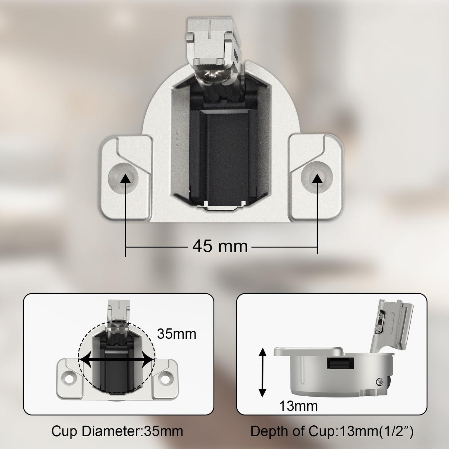 Holdly Replacement for Blum 33.3600, Compact 33 Screw on 110 Degree Opening Face Frame Cabinet Hinges, Nickel Plated, Nickel, Metal, Flush Mount, 8 Pack, Contemporary Style