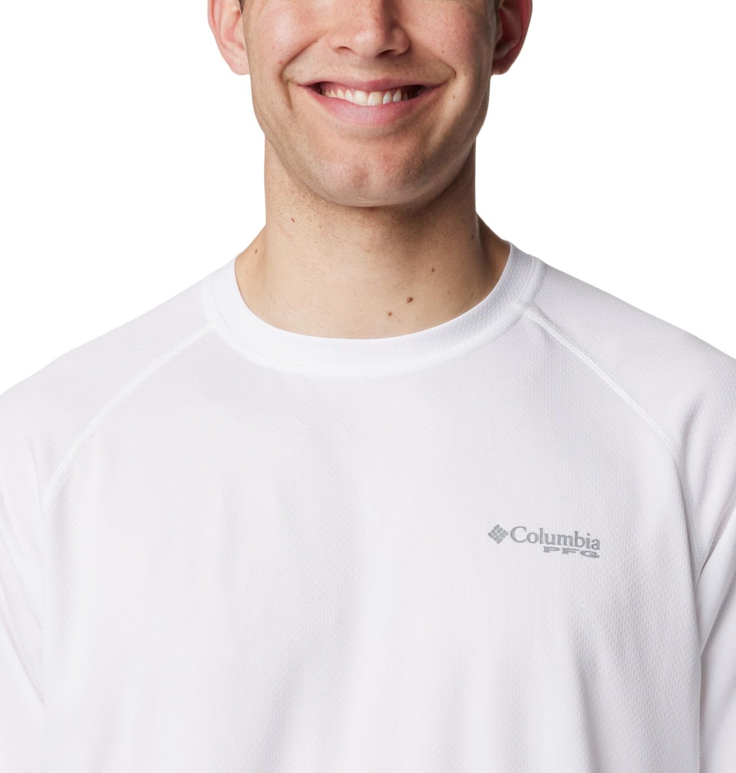 Columbia Men's PFG Solar Stream Long Sleeve, White, Large