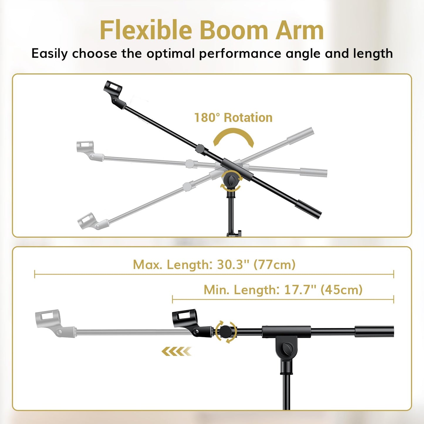TONOR Mic Stand, Microphone Stand with Tablet Holder, Tripod Boom Arm for Floor, Adjustable Height and Angle, Heavy Duty DJ Stand with Carrying Bag, Phone and iPad Clamp