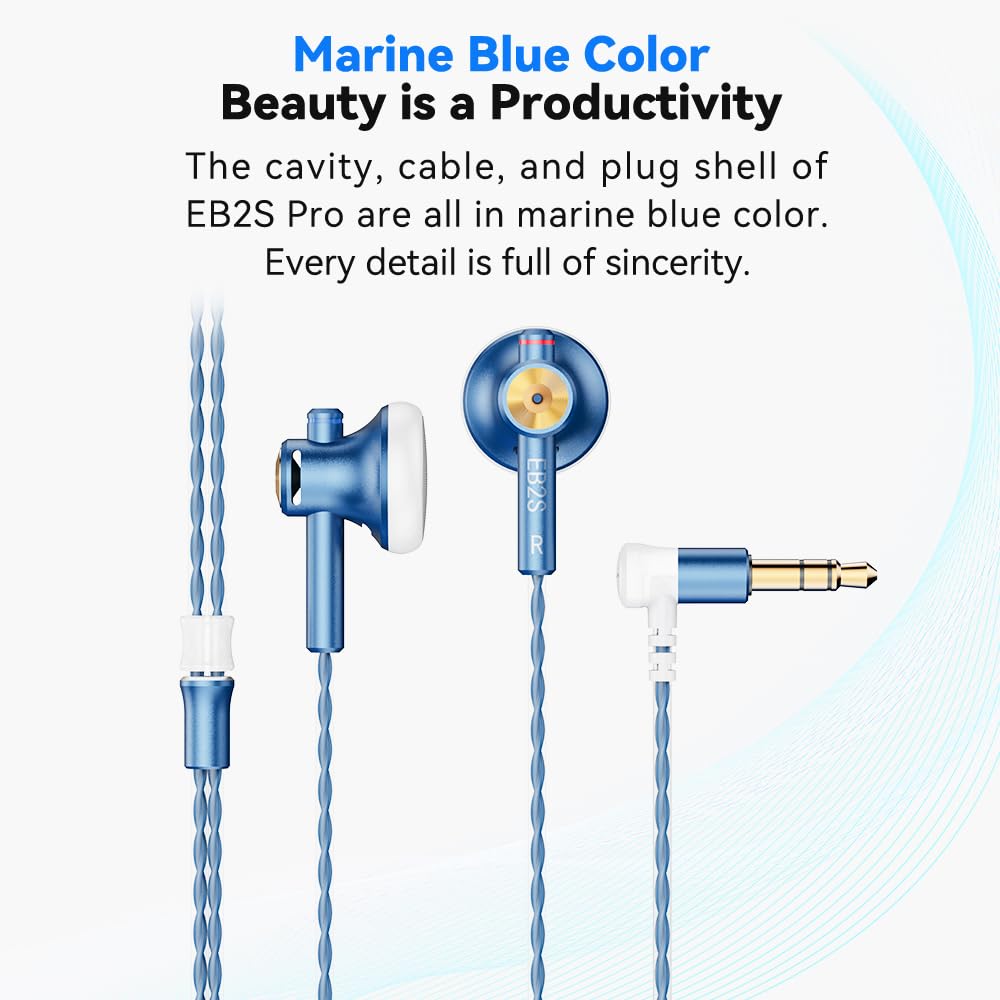 NICEHCK EB2S Pro Flat Head Earbuds, Wired Earbuds in-Ear Headphones,Noise Isolation Corded for 3.5mm/4.4mm Jack Ear Buds Galaxy S7 Edge,Galaxy S23 Ultra, Xiaomi Mi A3 Audiophile (3.5mm with Mic)