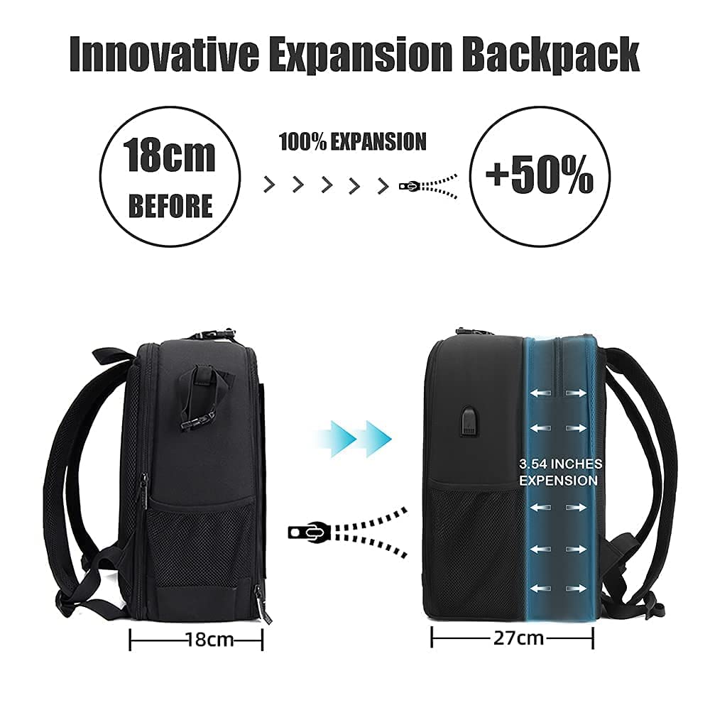 Cwatcun Camera Backpack Bag with Tripod Holder Anti-Theft Waterproof Camera Bag with 15.6' Laptop Compartment Fit for Canon Nikon Sony DSLR SLR Camera for Women Men Photographer (Large, 5.0 Black)
