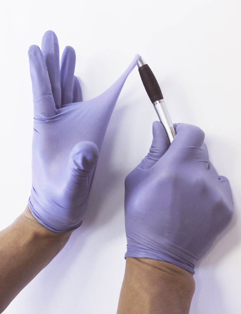 Infi-Touch, Nitrile Gloves, Powder Free, Hypoallergenic, 12" Length, Disposable, 6 mil Thickness, Steel Blue, (50 Gloves Count) (Medium)
