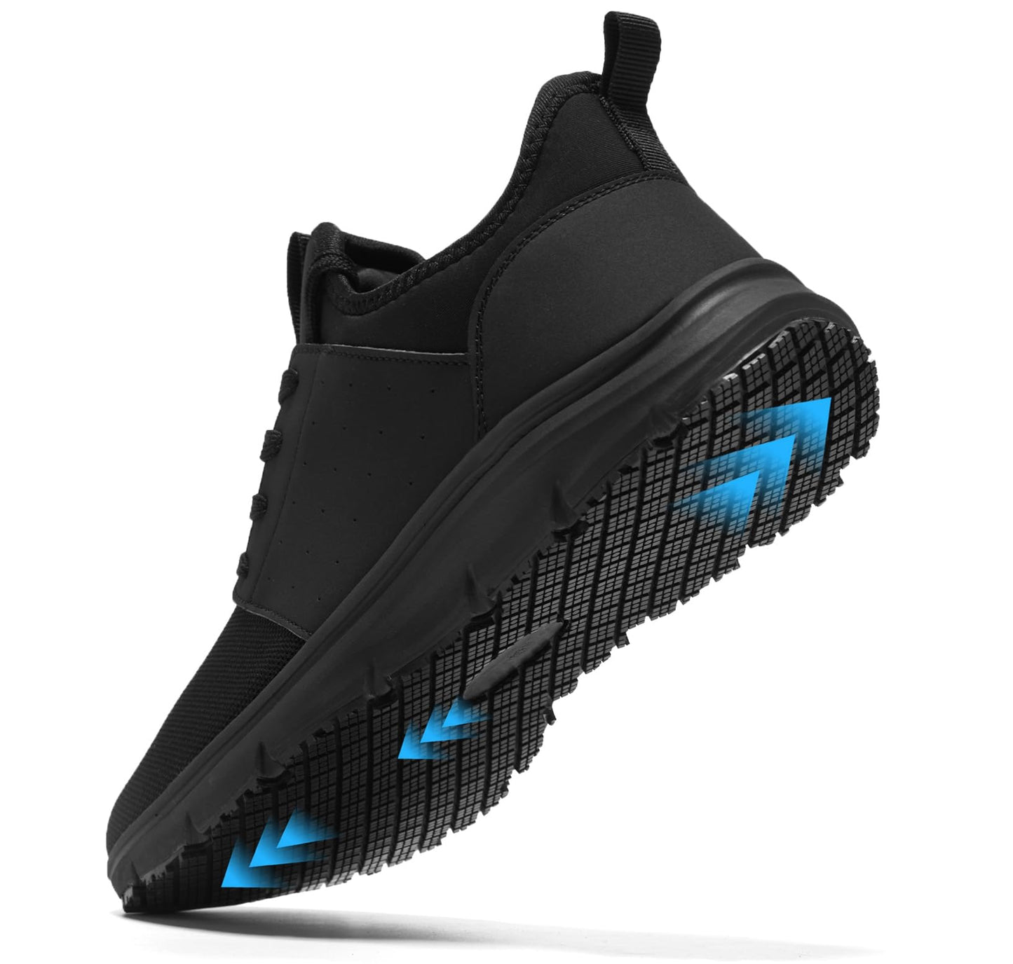 ZIGSAM Men Non Slip Shoes Food Service Work Kitchen Chef Slip Resistant Restaurant Slip on Sneakers Walking Cushion Working Footwear, 10.5 Black