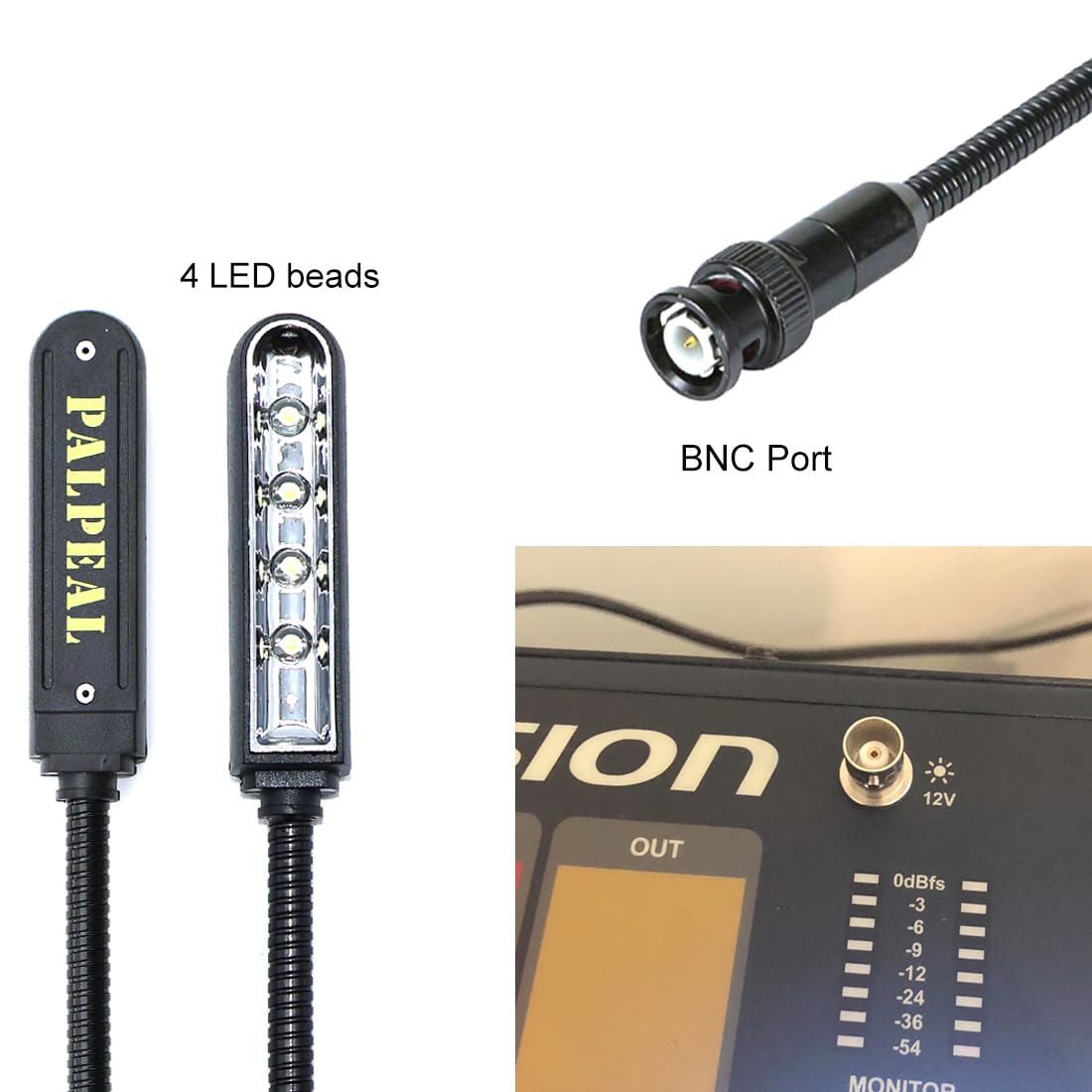 PALPEAL Flexible LED Gooseneck Light for DJ Mixer,BNC Port,22 inch Mixer Gooseneck Lamp,White Light,12V