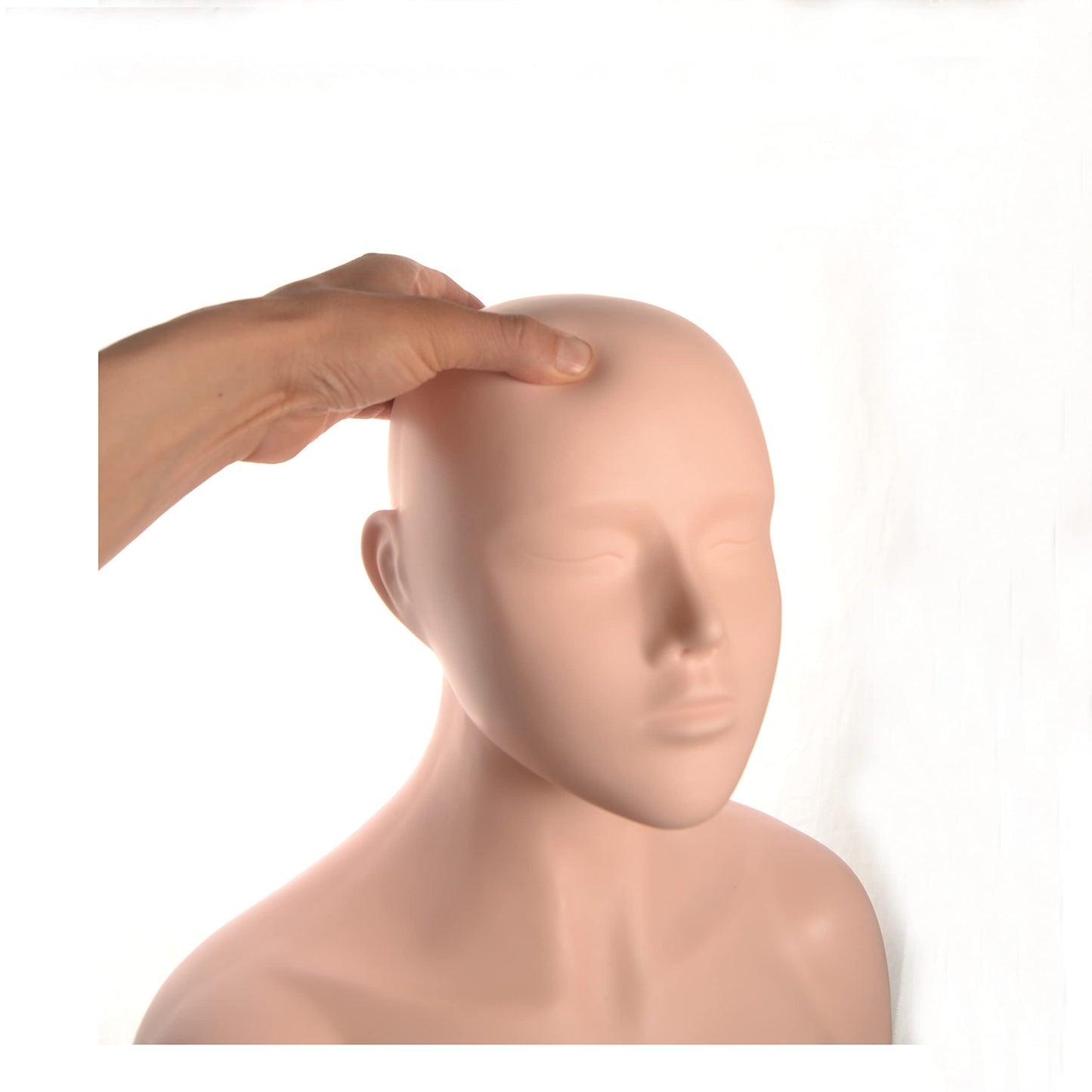 11-1 Big Half Body Soft Silicone Cosmetology Esthetics Manikin Mannequin Head with Shoulders Multi Function Massage Practice Head Model Wig Hat Display Facial