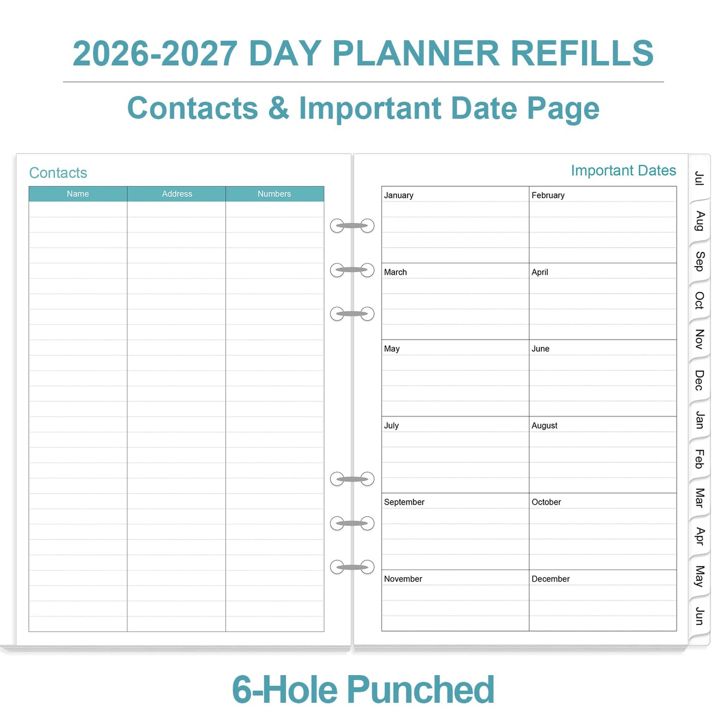 2026-2027 Planner Refills for A5 Binder - One Page a Day Daily & Monthly Planner, July 2026 - June 2027, Prioritized, To Do List, Notes, Appointment Planner, 6 Hole Punched, 5.8" x 8.3"