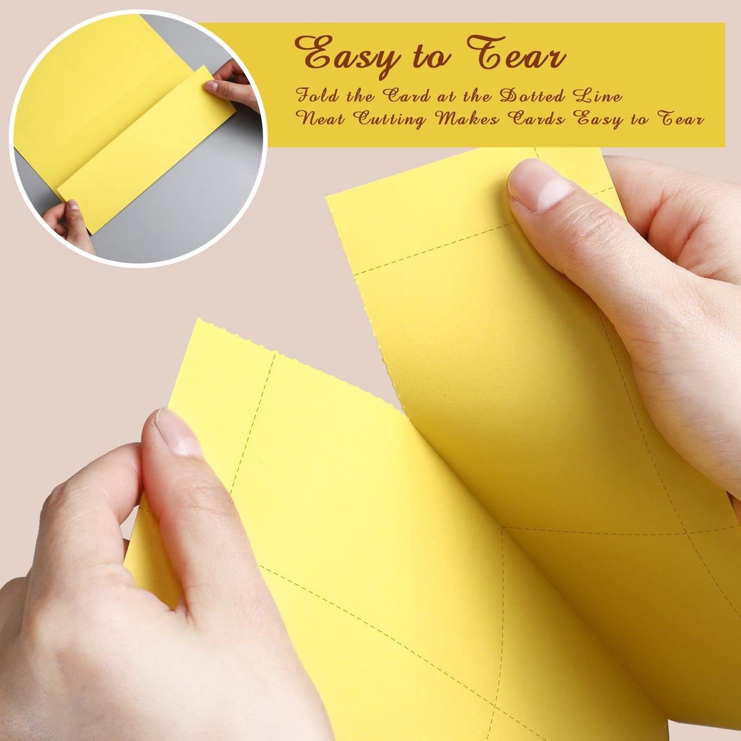 Fainne 2000 Pieces Blank Printable Business Cards Mini Note Index Perforated Card Stock Compatible with Laser and Inkjet Printer Double Sided Printing Paper 10 Cards/Sheet (Yellow)
