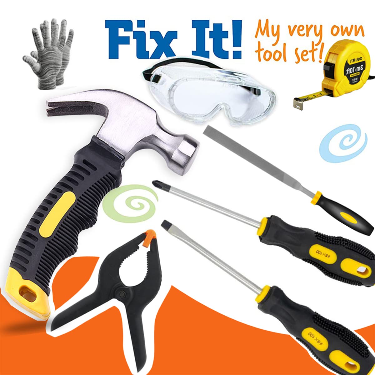 QeeHeng Kids Real Tools Set,Woodworking Tool Set,30 PCS Builder Children Real Hand Tools Kit Construction Learning,Home DIY Play for Boys & Girls Beginner Learning Gift,Come with Tool Box