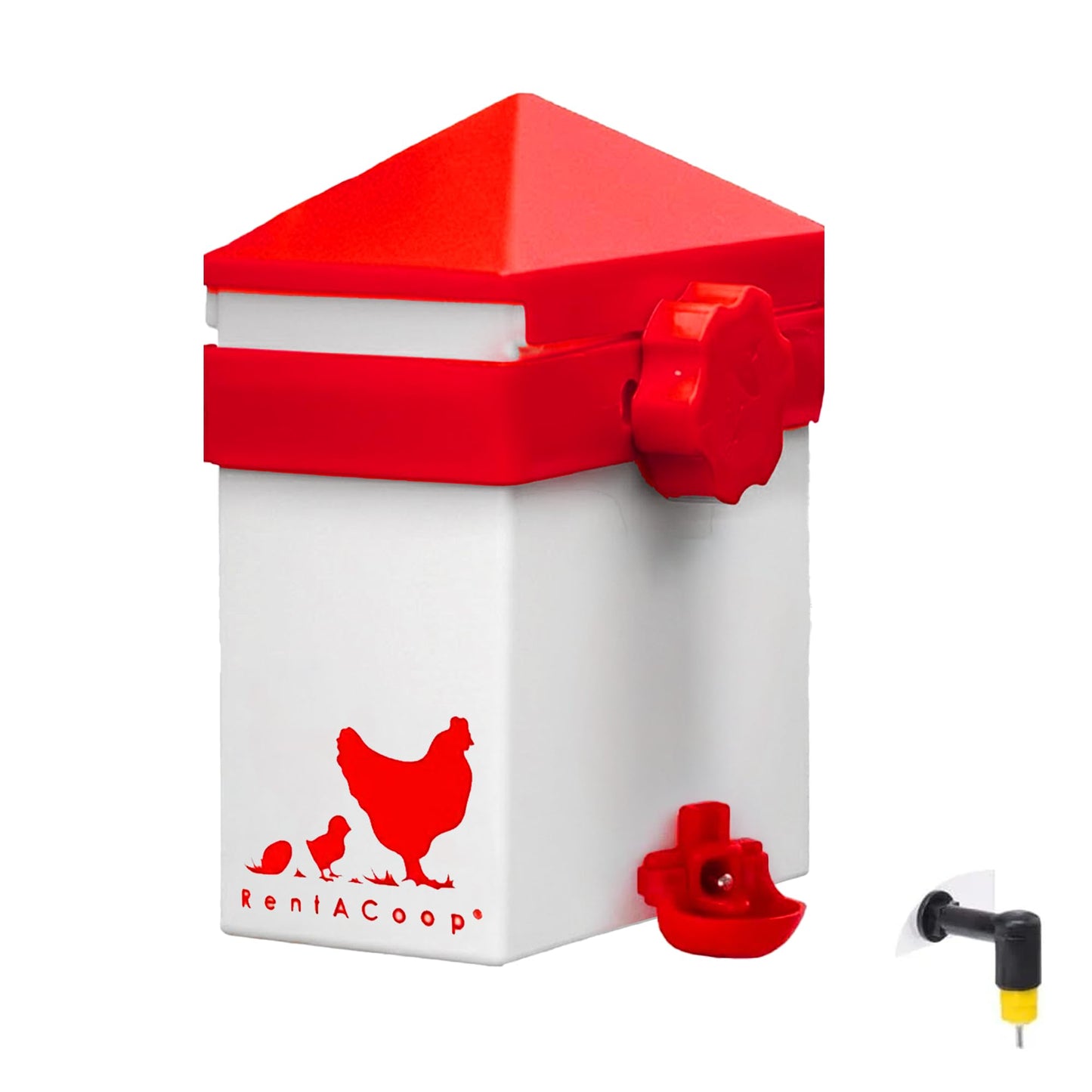 RentACoop 64oz(2L) Drinker Plus 2 Versatile Nipples - Suitable for Chicks, Quail, Pigeons, Doves, and Other Smaller Birds