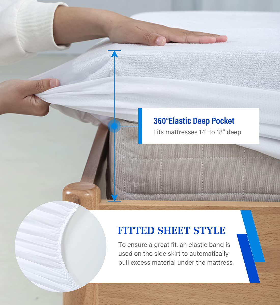 2 Pack Twin Mattress Protector, Mattress Cover Waterproof Mattress Protector Twin for Kids, Noiseless Soft Breathable Terry Pad for Kids Pets Adults 39"x75"
