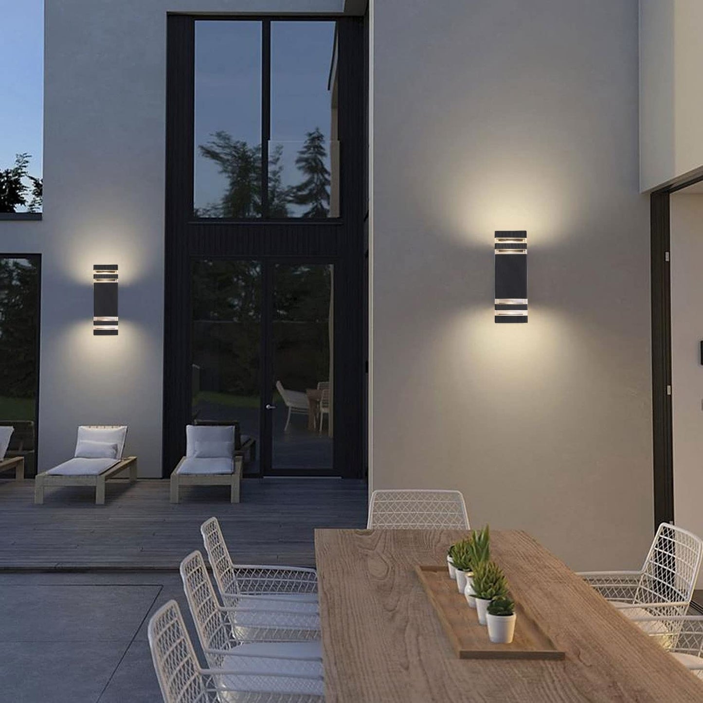 OUTKEIEI 4-Pack Outdoor Wall Lights, LED Modern Black Exterior Light Wall Mount, Simple Aluminum Waterproof Porch Wall Sconces for Outside House Garage Garden