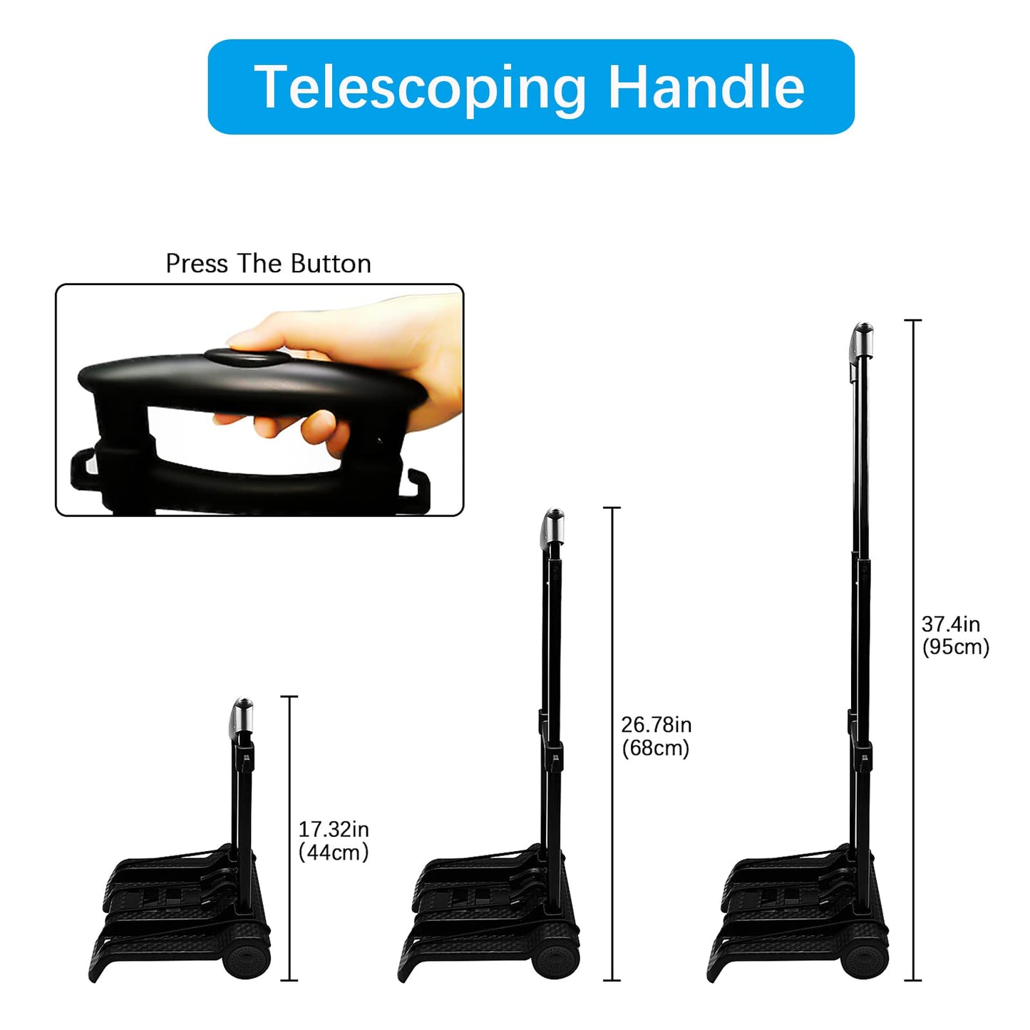 Folding Shopping Cart Utility Rolling Crate Compact Hand Truck Dolly on Wheels with Removable Waterproof Bag Telescoping Handle Heavy Duty 50kg/110lbs for Move Travel Grocery Laundry Office(Black+Bag)